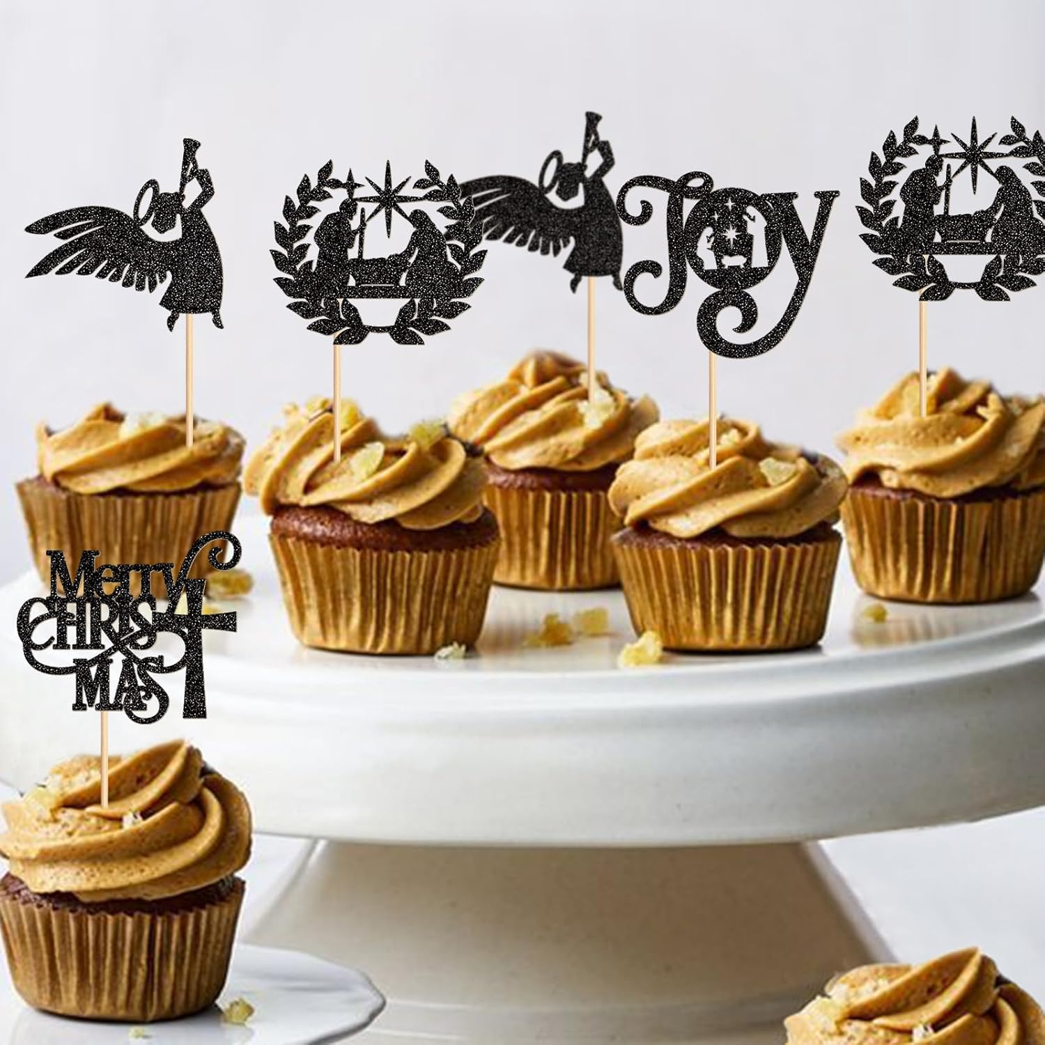 24PCS Jesus Christmas Cupcake Toppers Religion Christmas Theme Cupcake Picks Baby Shower Pray Chirstmas Decoration Party Decoration