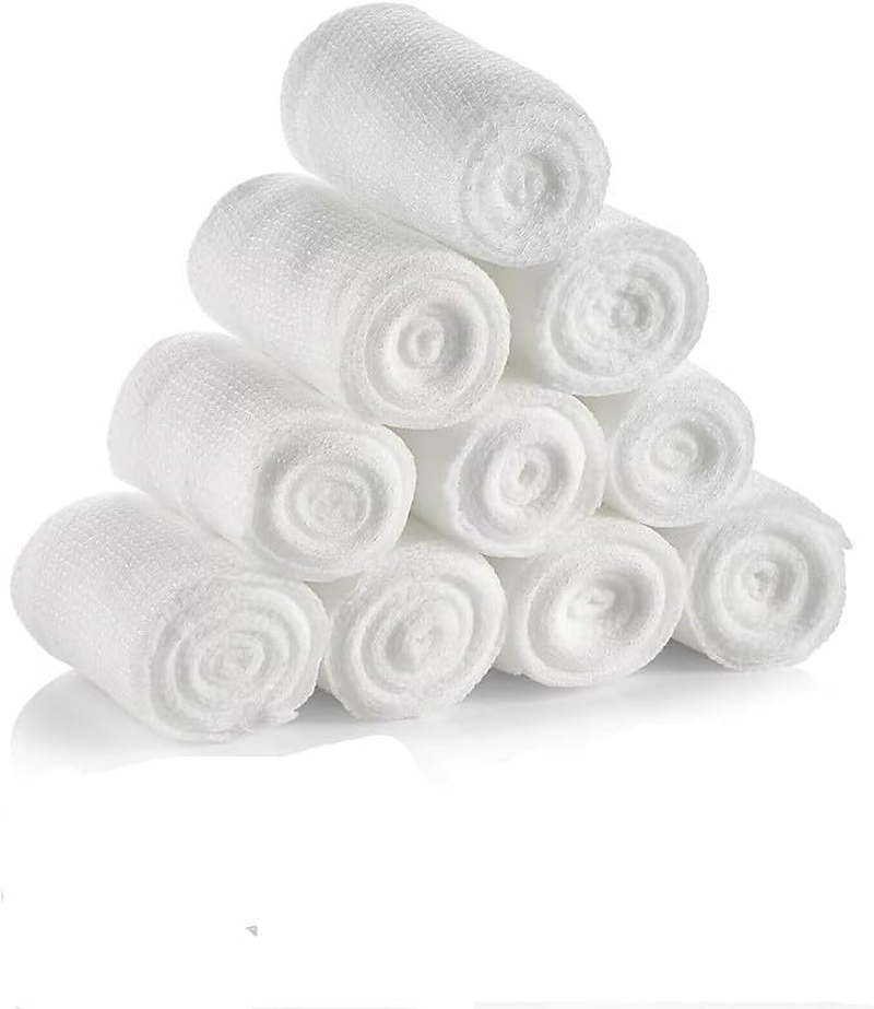 10 Roll Gauze Bandage Rolls Elastic Stretch Gauze Rolls Medical Gauze Stretch Roll Tape Self-Adherent Tape Pressure Wrap Bandage Rolls First Aid Tape Conforming Stretch Gauze Bandage Rolls,7.5Cmx4.5M image number 2