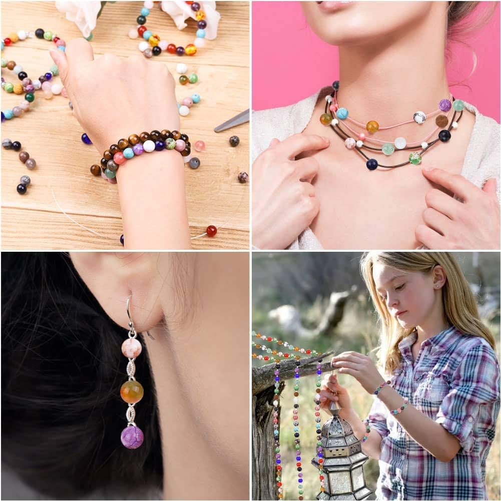Natural Stone Beads, Cridoz 200Pcs Gemstone Beads with Assorted Color for Jewelry Making Bracelet Necklace image number 4