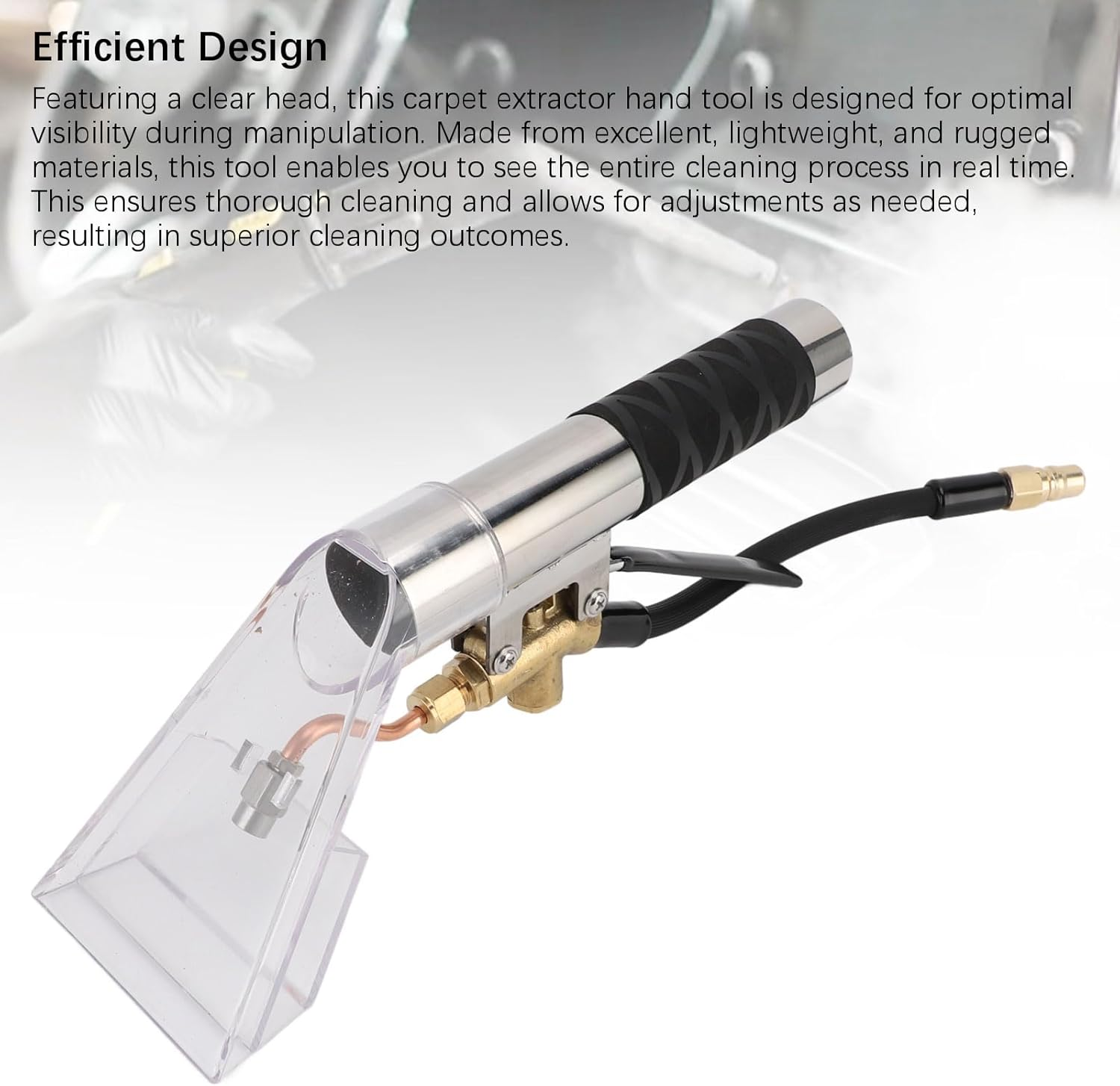 Generic Portable Extractor Hand Tool, Stainless Steel Carpet Cleaning Extractor Hand Wand with Clear Head for Mytee, Shopvac & Most Portable Carpet Attachment image number 6