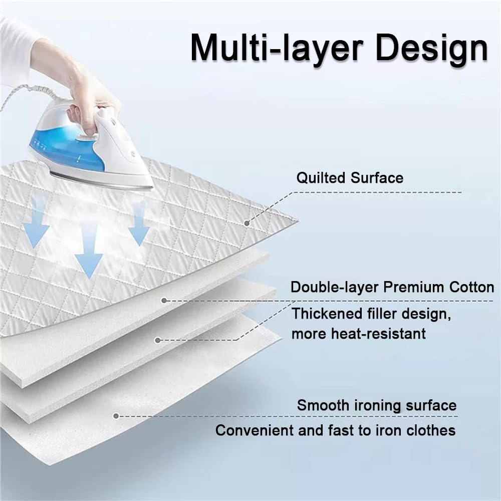 Ironing Blanket, Magnetic Mat Laundry Pad, Portable Travel Ironing Mat, Foldable Thickened Heat Resistant Ironing Pad Cover for Dryer Countertop image number 3