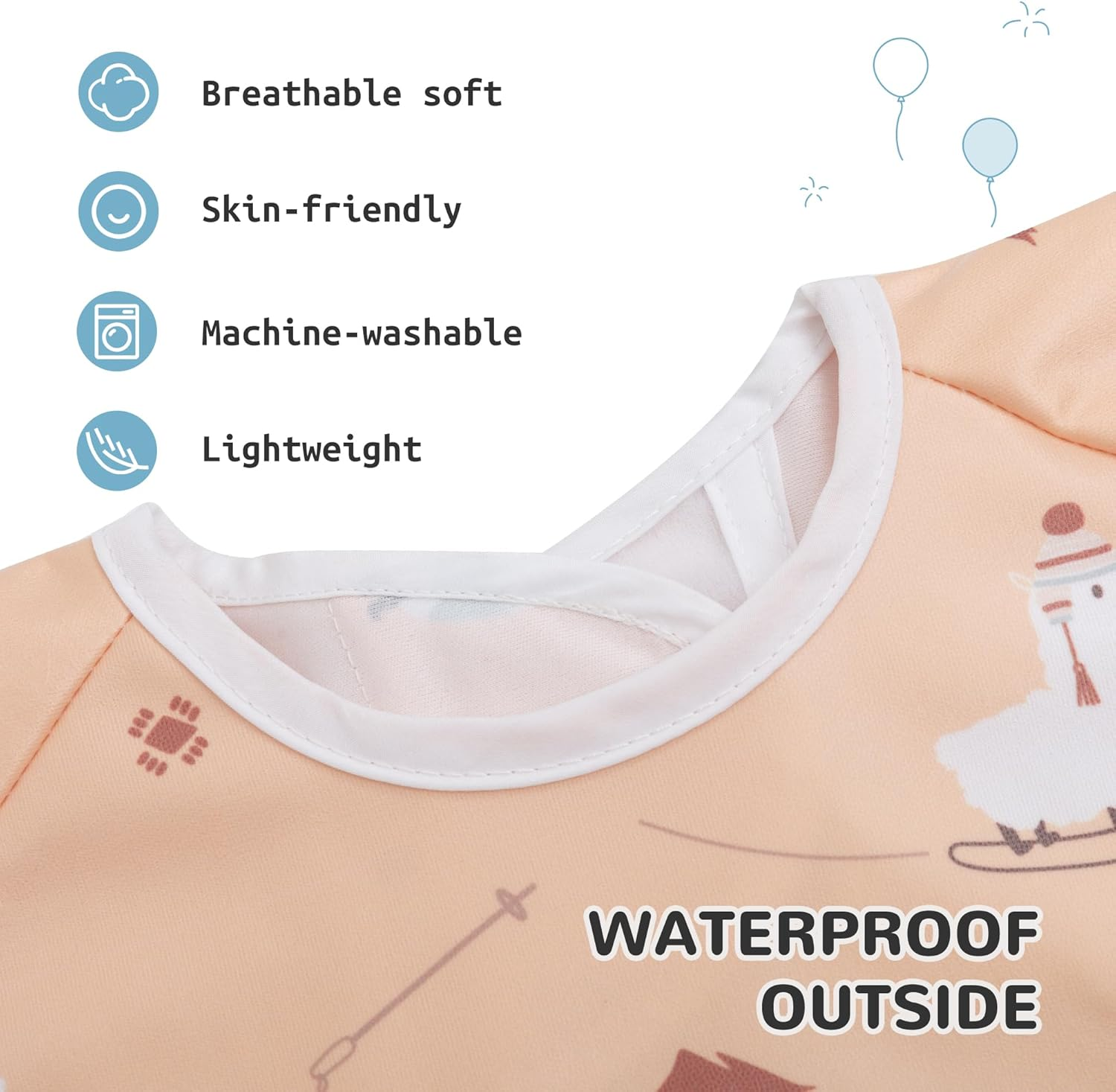 Little Dimsum Baby & Toddler Weaning Bib Coverall, Attaches to High Chair, Waterproof Long Sleeve Feeding Smock Apron, Easy to Clean for Eating 6-36 Months