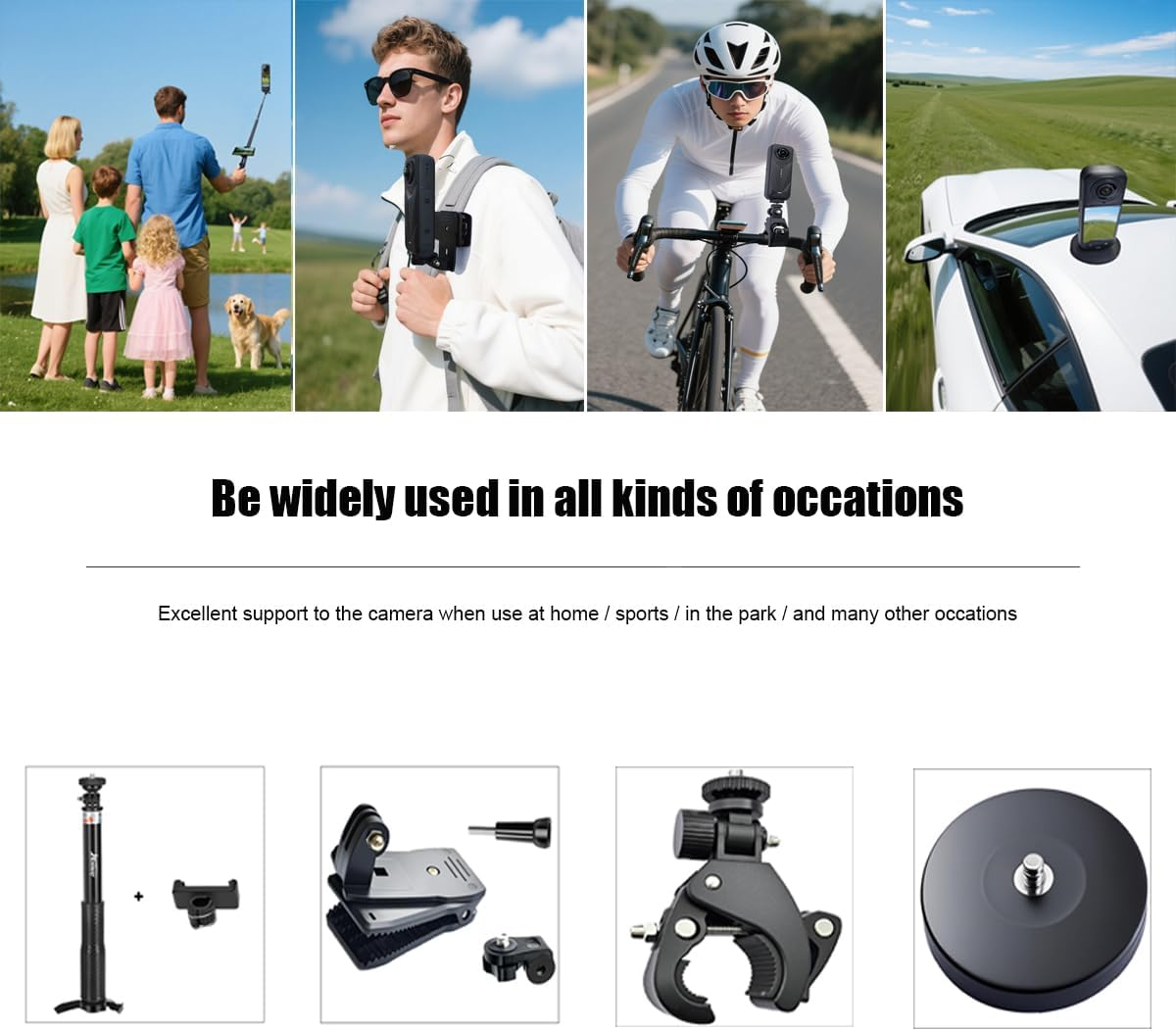 Accessories Kit for Insta360 X5 / X4 Camera Mount Bundle with Magnetic Mount Carrying Case, Selfie Stick, Tripod, Chest Strap,Bike Clamp,Screen Protector Non-Slip Mounts for Insta 360 X5 / X4 60I image number 3