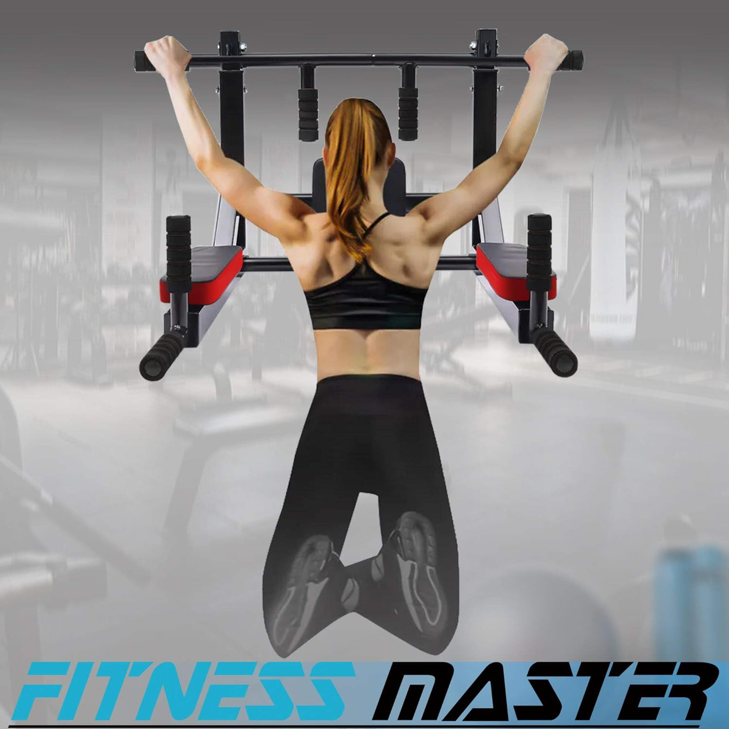 Fitness Master Chin up Bar Power Pull up Wall Mounted Gym Dip Station Equipment