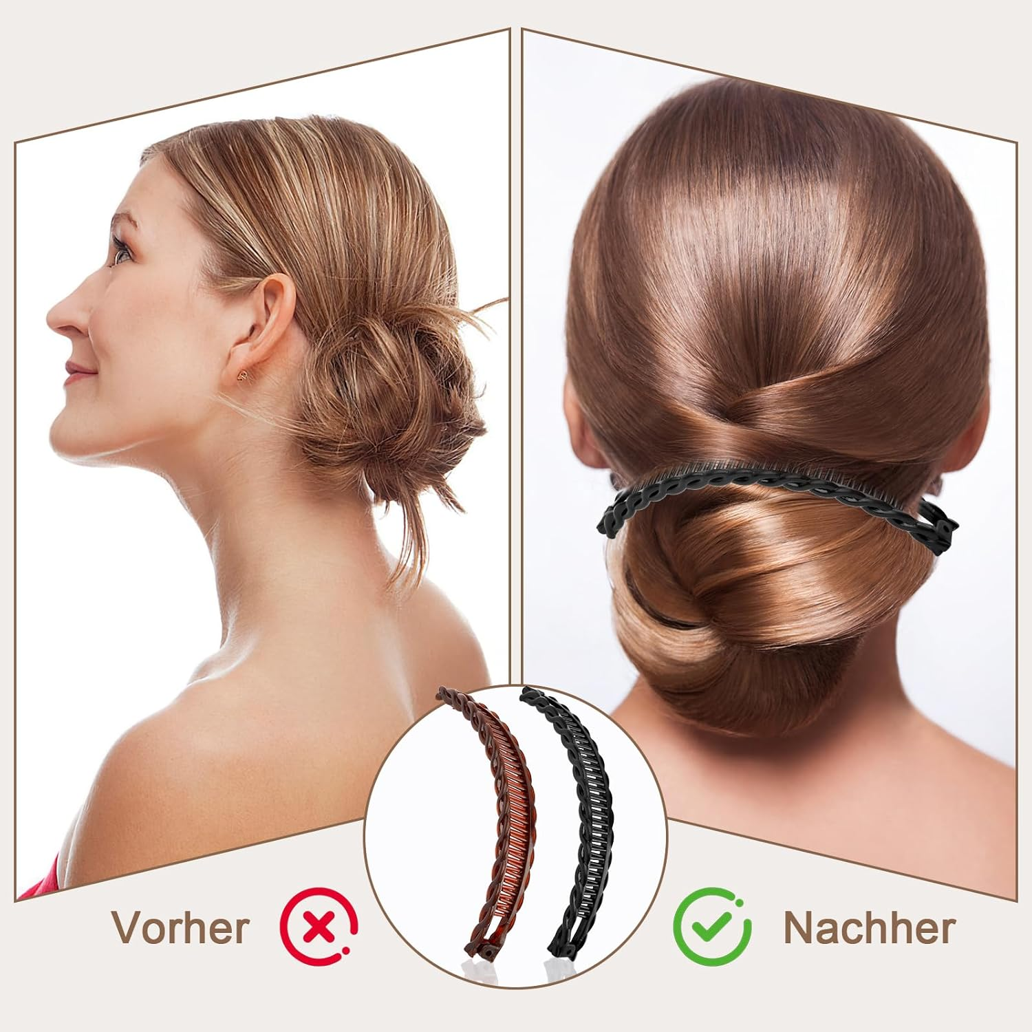 Banana Clip Pack of 2, Vintage Banana Hair Clip, Banana Clip Hair for Women, Thick, Medium, Curly, Straight Hair (Black, Brown)