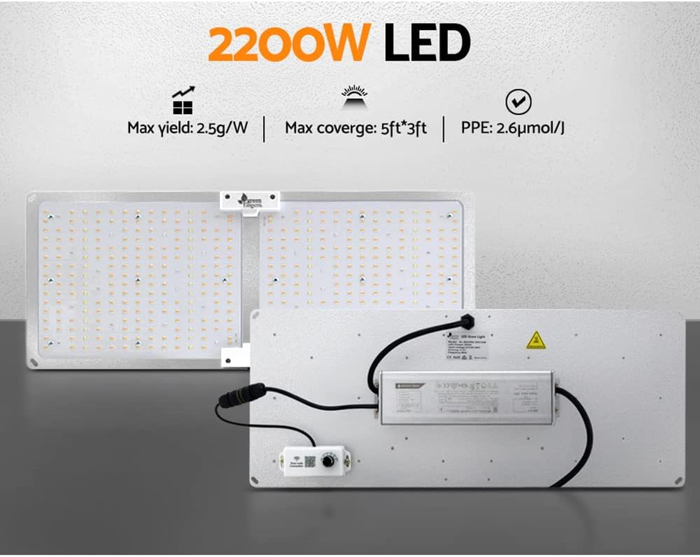 Green Fingers Led Grow Light 2200W Full Spectrum Indoor Plant Lights Vegetable Seeds Flower Growth UV Lamp Plants for Garden Greenhouse Grows Tent, with Smart App Control All Stage Silver image number 3