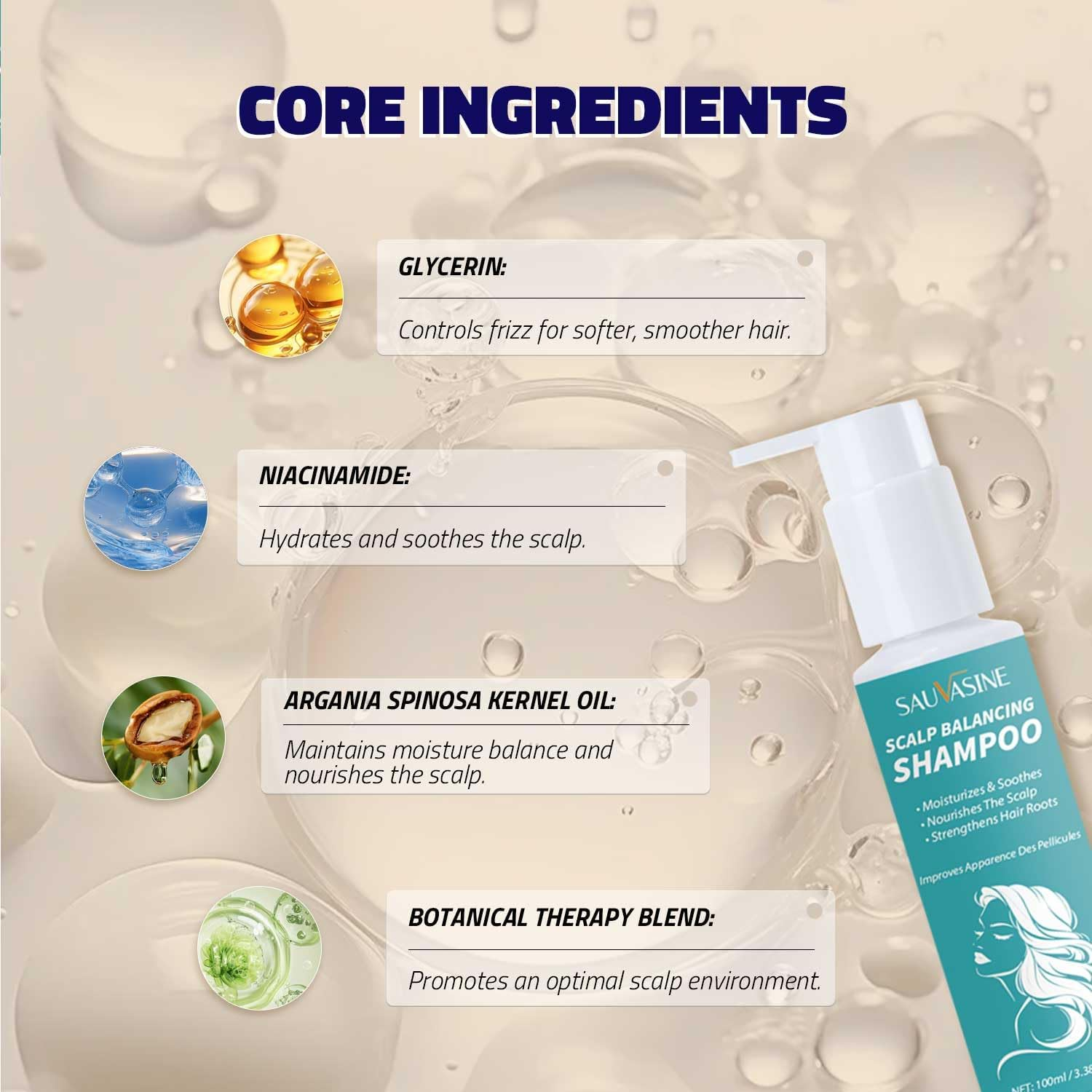 Scalp Balancing Shampoo, Moisturising and Strengthening Formula for Sensitive Scalps, 100Ml image number 3