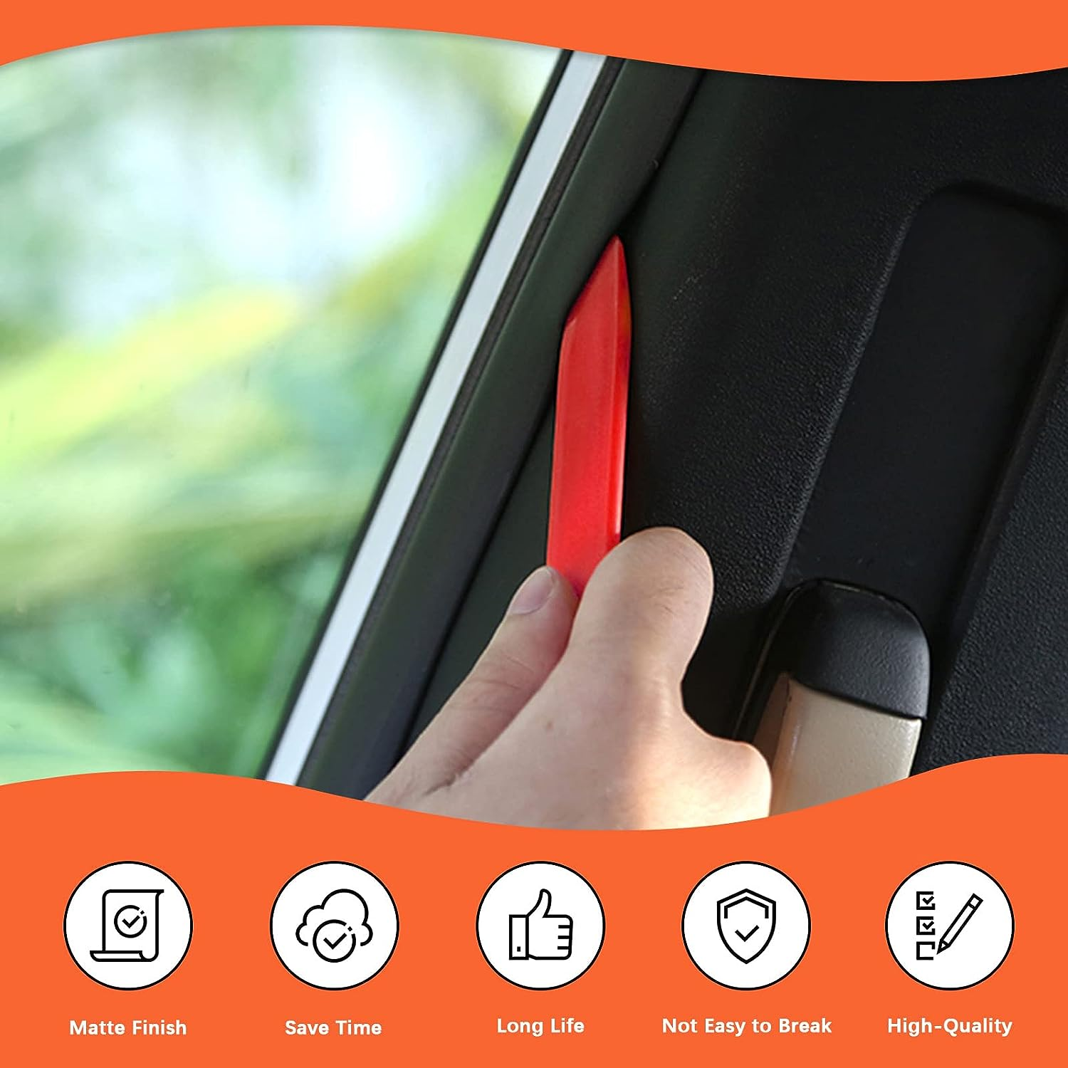 Tanstic 8Pcs Auto Trim Removal Tool Kit, Plastic No-Scratch Pry Tool Kit, Car Interior Trim Removal Tools, Fastener Remover, Car Panel Door Window Molding Tools for Car Audio Radio Panel (Red) image number 5