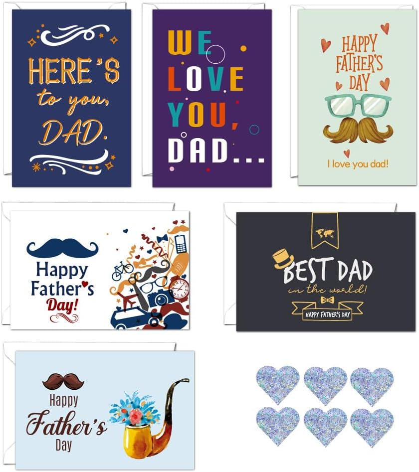 Father'S Day Card, Suithink Foldable Happy Father'S Day Greeting Cards with Envelopes and Stickers for Dad (06-Lightblue) image number 3