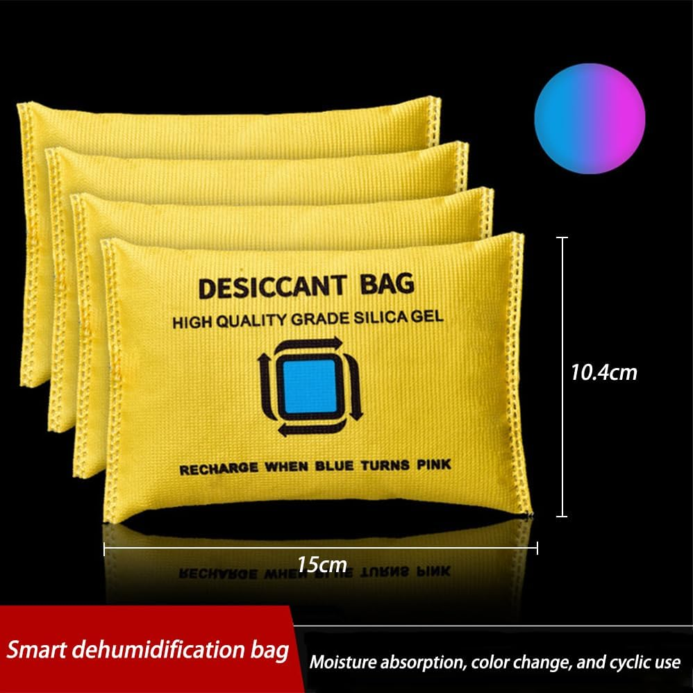 4 Packs 200G Silica Gel Desiccant Moisture Absorbing Bag for Storage Bin, Reusable, Eliminates Moisture in Humid Conditions,Purifying the Air and Removing Formaldehyde, Will Change Color image number 6