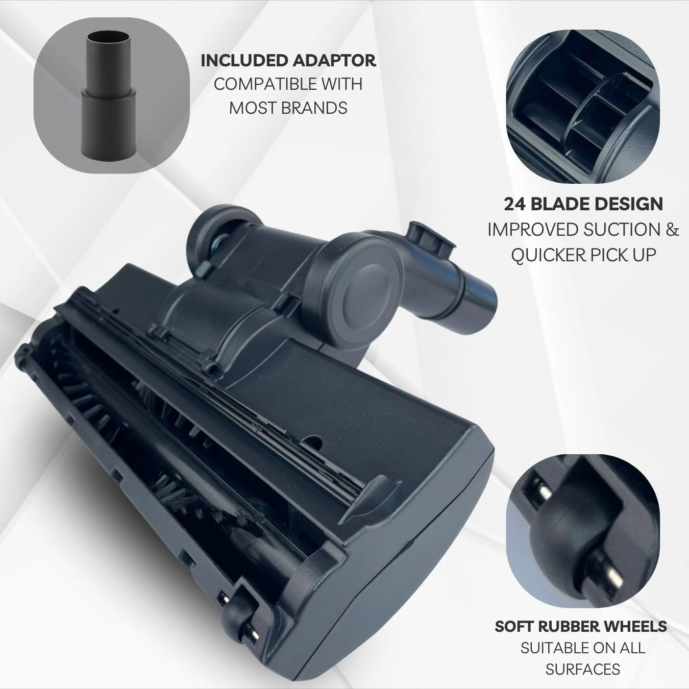 Hygieia Whirlwind Universal Turbo Brush for 32Mm & 35Mm Rod Vacuum Cleaners - Powerful Air Driven Carpet & Hard Floor Attachment - Compatible with Hoover, Miele, Electrolux, LG, and More image number 4