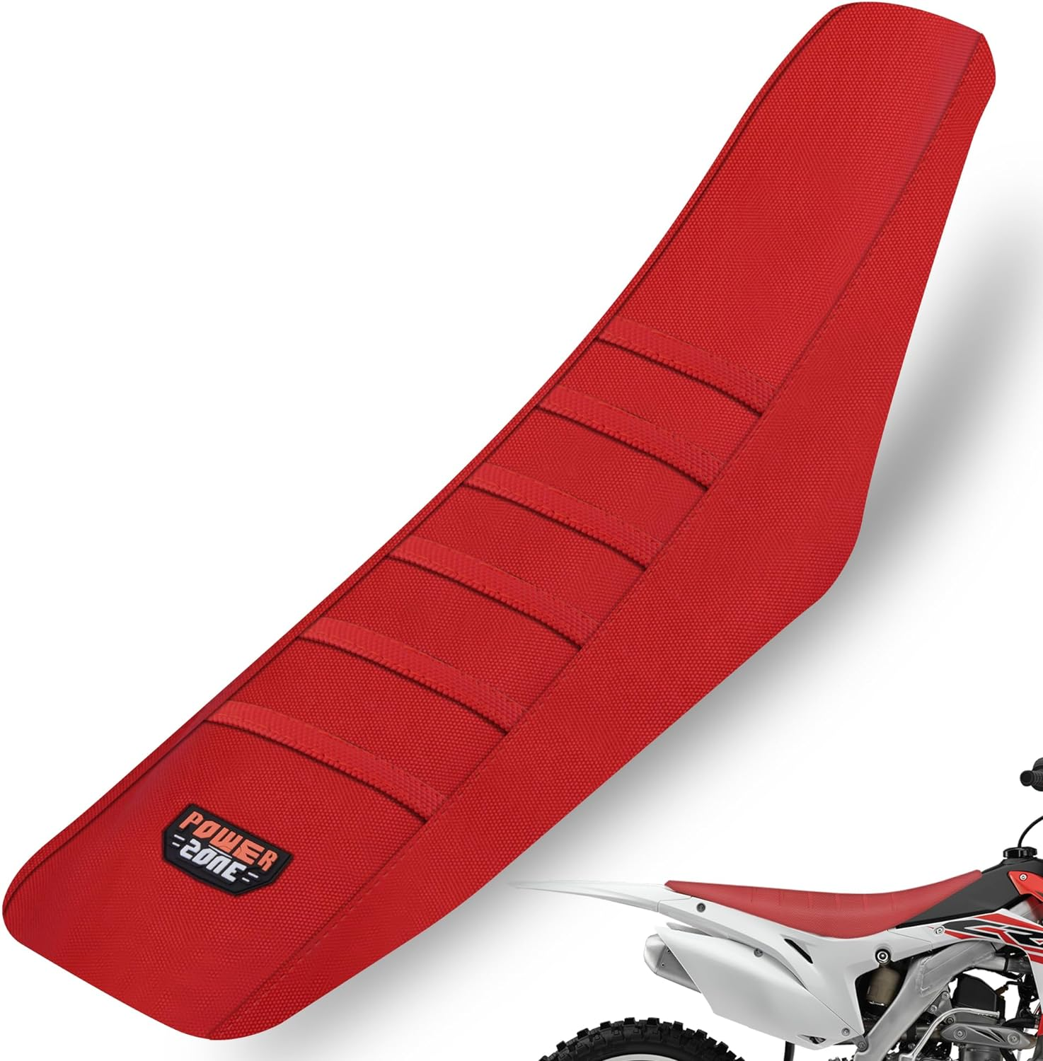 Dirt Bike Seat Cover - White Stripe Universial Seat Cover for Dirt Bike - Motorcycle Motorcross Enduro Seat Covers (Orange)
