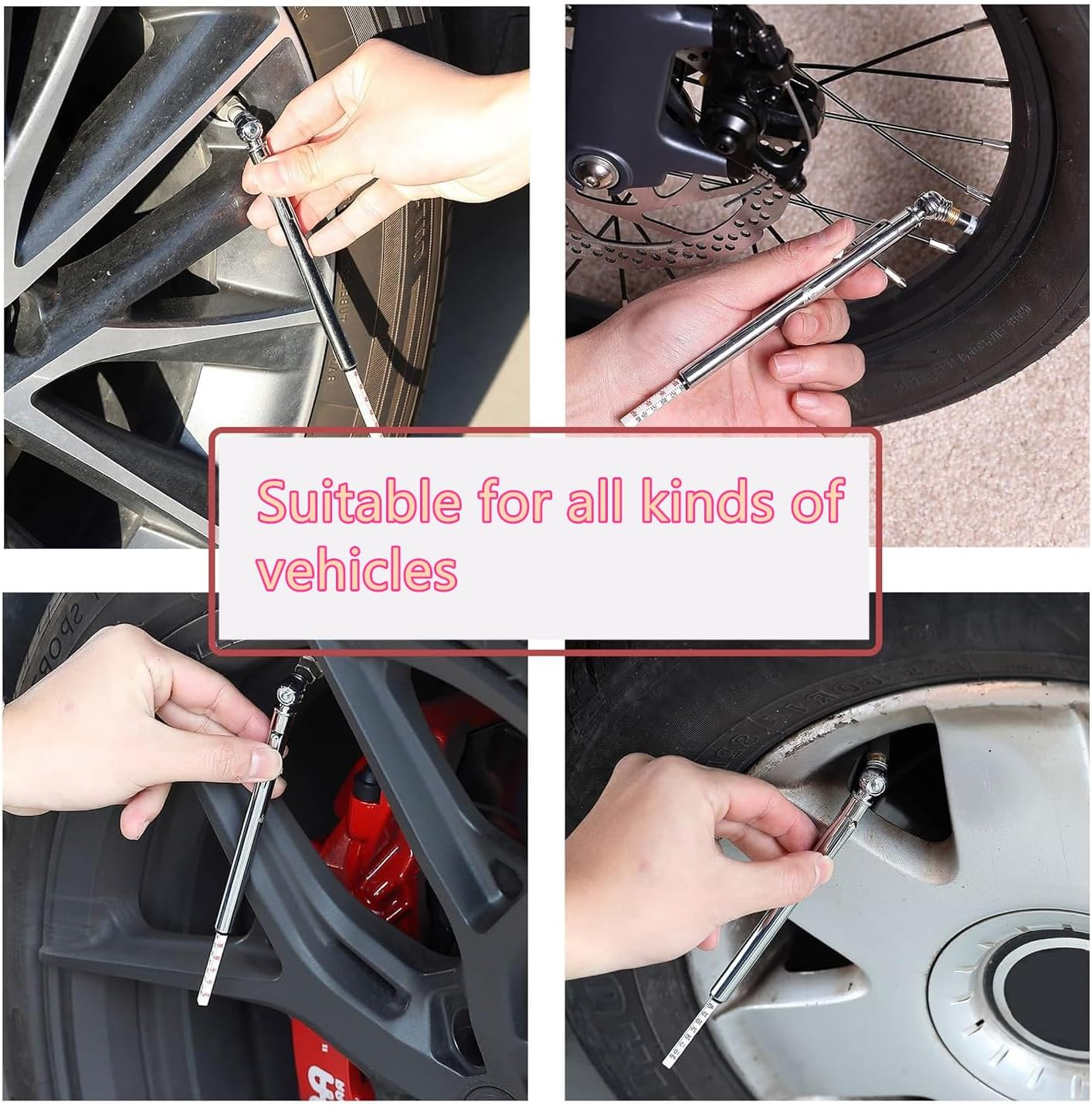 2 Pcs Portable Tire Pressure Gauge Tireair,Pencil Tire Pressure Gauge,Stainless Steel Body Pressure Gauge for Car,Truck,Rv,Motorcycle and Bike image number 6