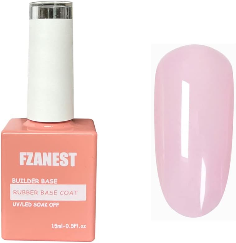 FZANEST Milky Pink Gel Nail Polish, Builder Rubber Base Gel for Nails Strengthener Extension Building Aprex Natural Nails Brush on Builder in a Bottle UV LED image number 4