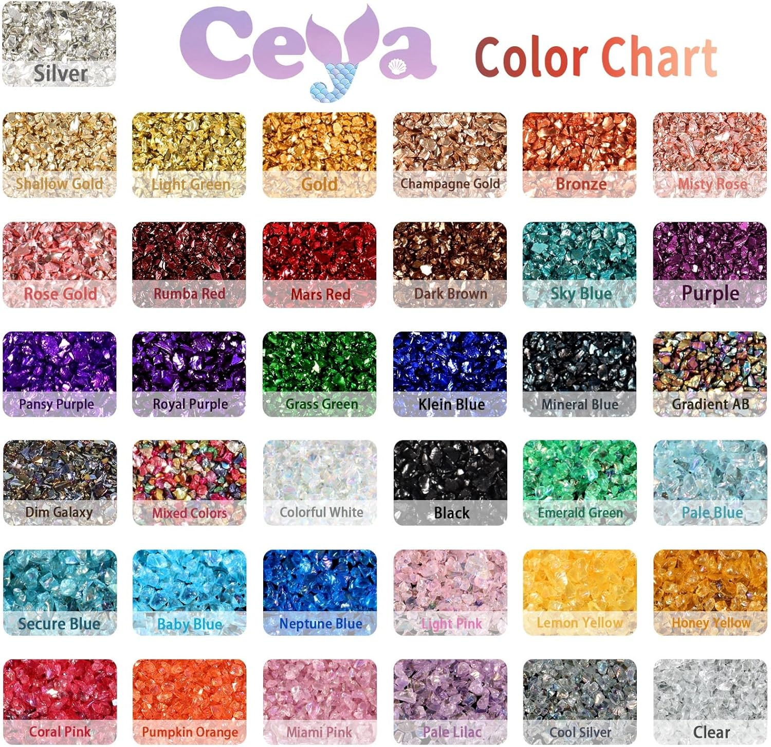 Ceya 5.3Oz/ 150G Crushed Irregular Glass Pale Lilac Metallic Crystal Chip Broken Glass Chips Glitter 2-4Mm Craft Chunky Glitter for Nails Art Epoxy Resin Mold Coasters Ornament Painting Geode - Gold image number 6