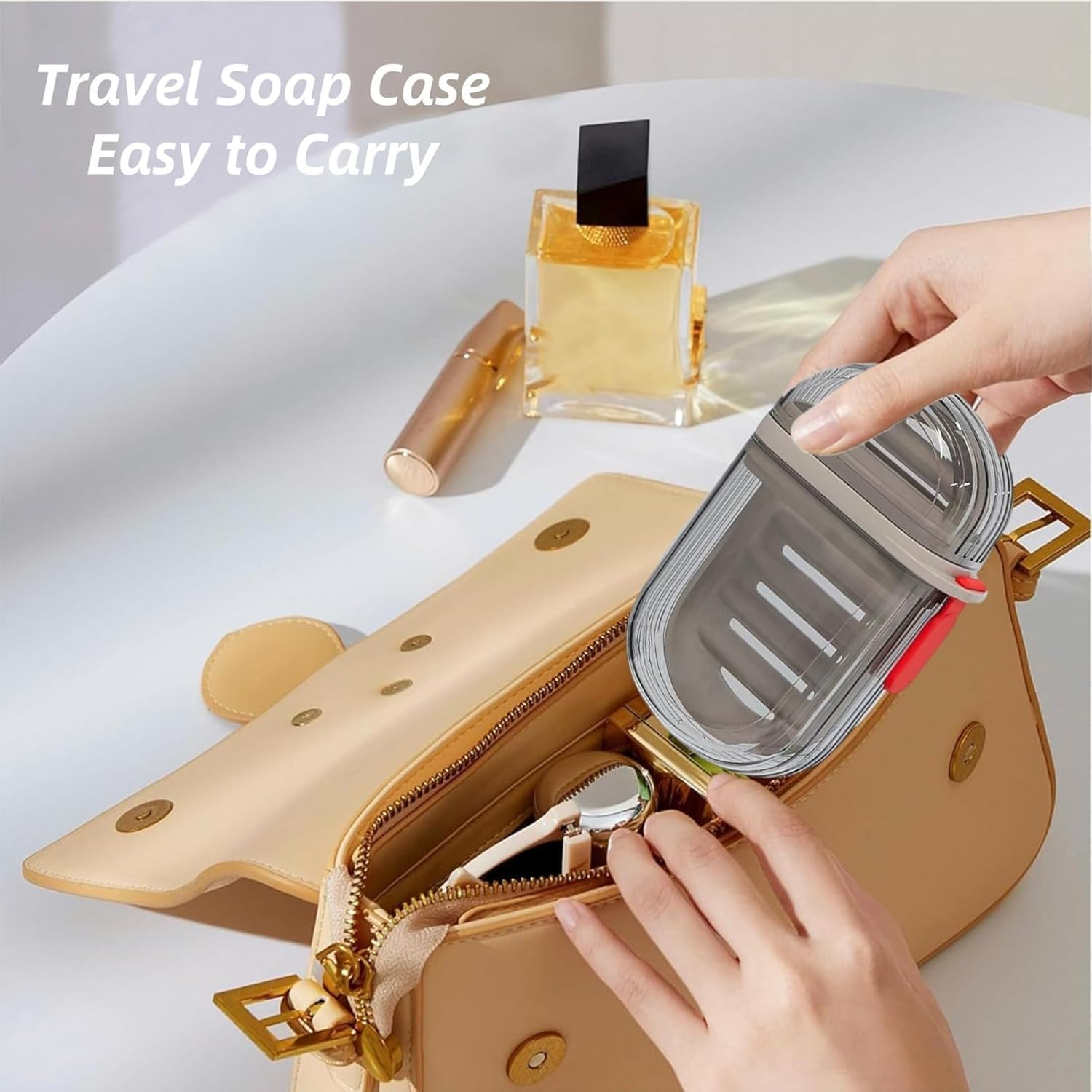 Leakproof Travel Soap Case &ndash; Travel Essentials Portable Bar Soap Holder with Drainage Tray & Secure Lid for Travel,Shower, Gym, Camping (Transparent) image number 1