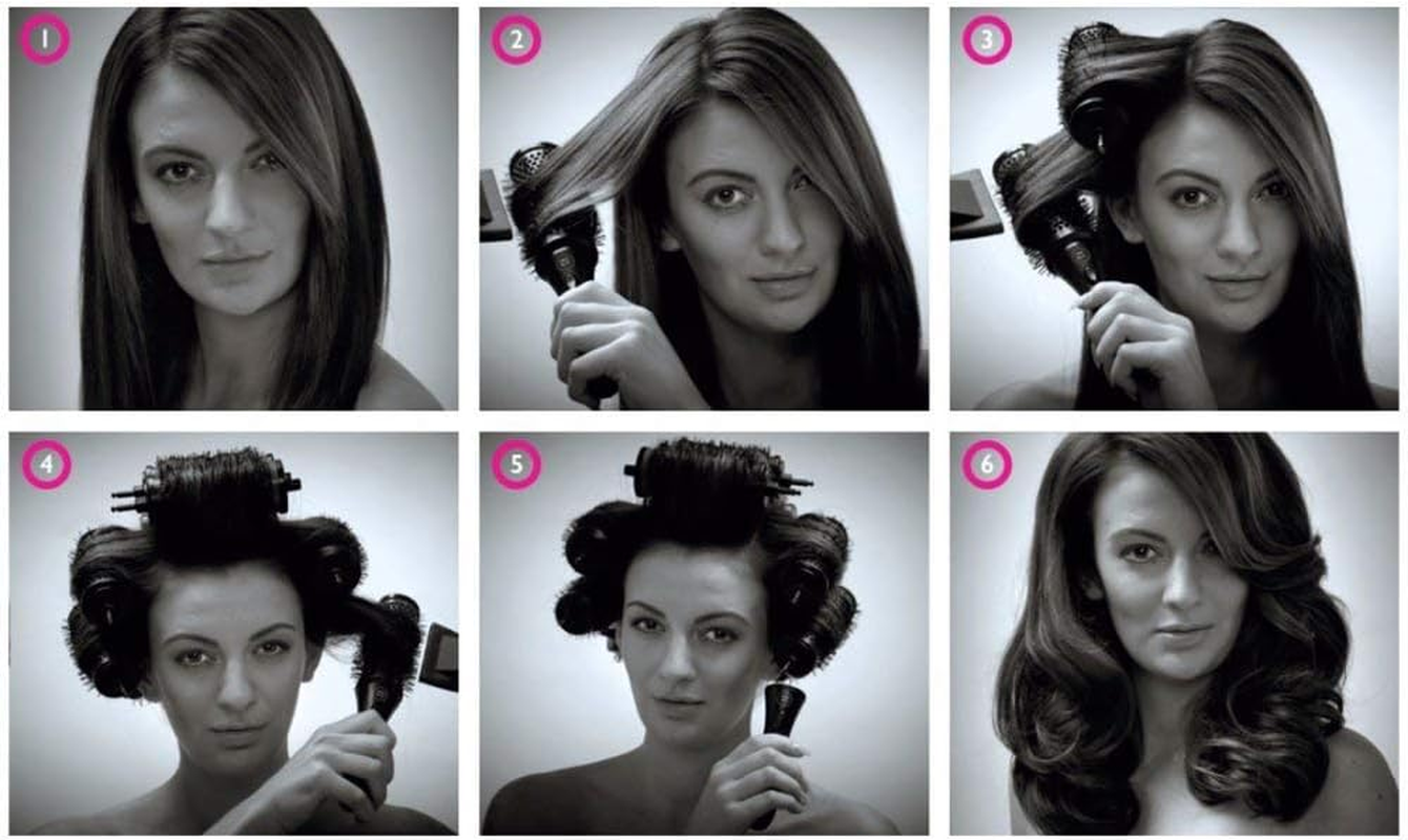 LIGICKY round Hair Brush Set with Detachable Rollers for Blow-Drying and Curling, 1 Handle and 5 Rollers (5.4 Cm), Medium