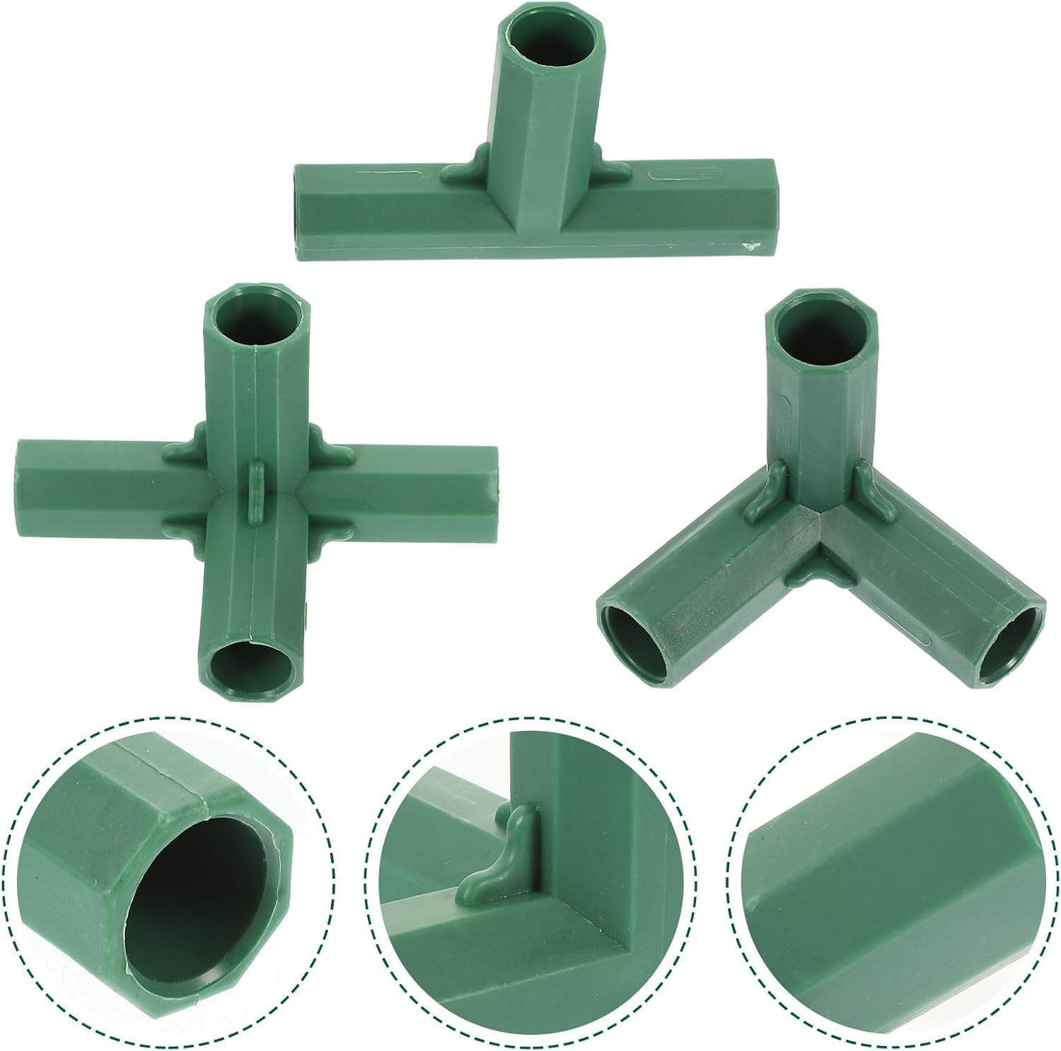 CORHAD 20Pcs Gardening Frame Connectors 16Mm Three-Way and Four-Way Joints for Greenhouse Tube Supports Garden Stake Connectors Suitable for Plant Support Structures image number 5