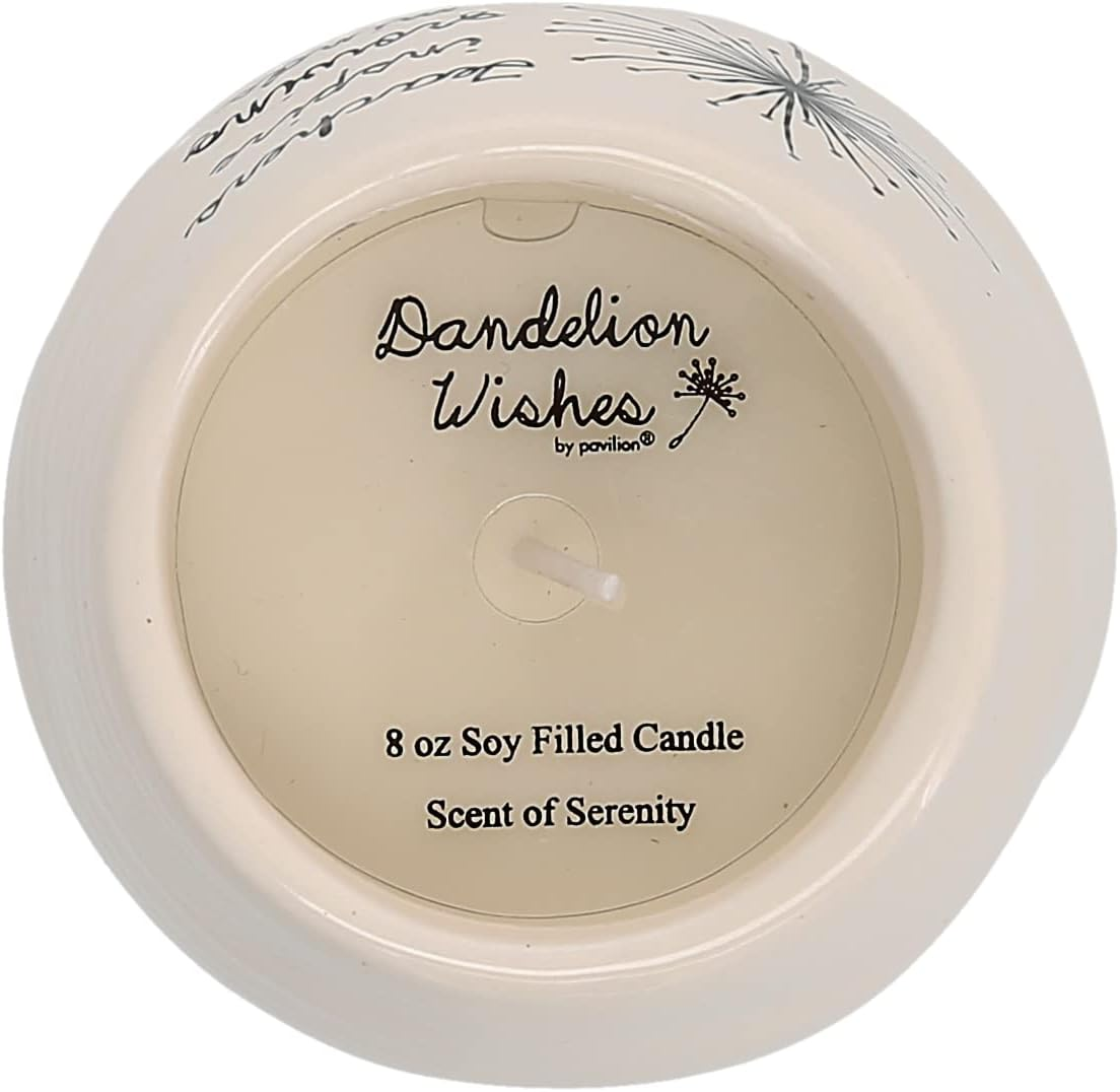 Pavilion Gift Company Never Stop Wishing Happy 40Th Birthday - 8 Oz Soy Wax Candle with Wick in a Yellow Ceramic Vessel 8 Oz-100 Scent: Serenity, 3.5 Inch Tall