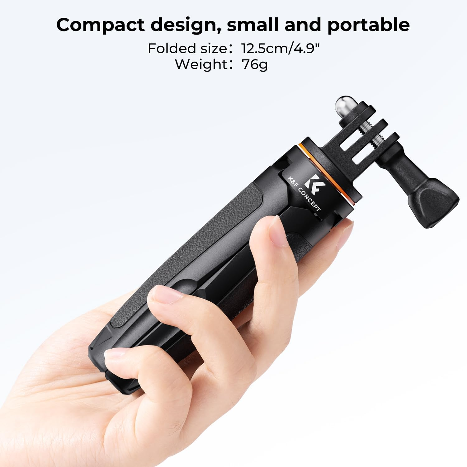 K&F Concept Selfie Stick Tripod for Gopro, 32CM Extendable Vlog Selife Stick Portable Stand Compatible with Gopro Hero 12/11/10/9/8/7/6/5/Gopro Max DJI Osmo Action Insta 360 AKASO Action Camera Black - Black image number 3