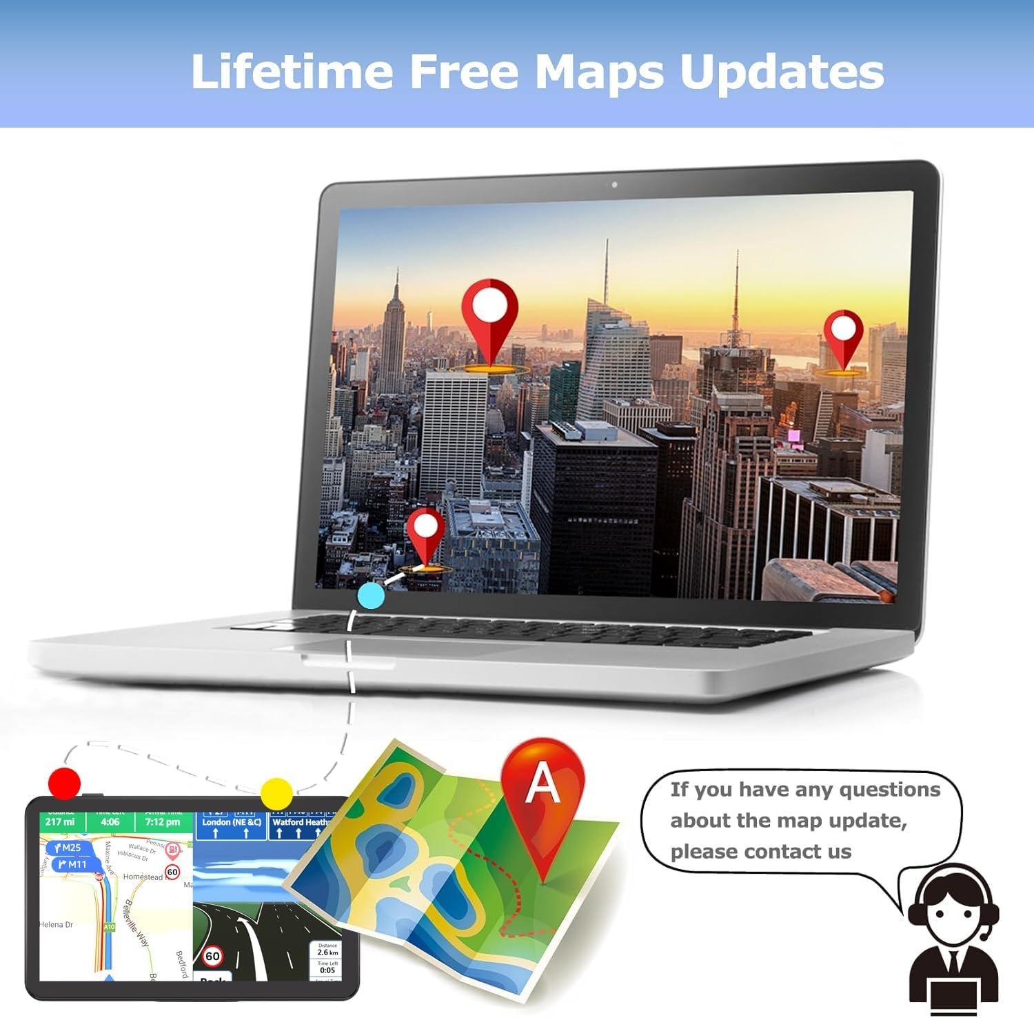 GPS Navigator for Car, Latest 2025 Map 7-Inch Touch Screen 16GB GPS Navigation System,Truck GPS Navigation System,Voice Guidance and Speed Camera Warning Gps,Provides Lifetime Live Map Updates image number 4