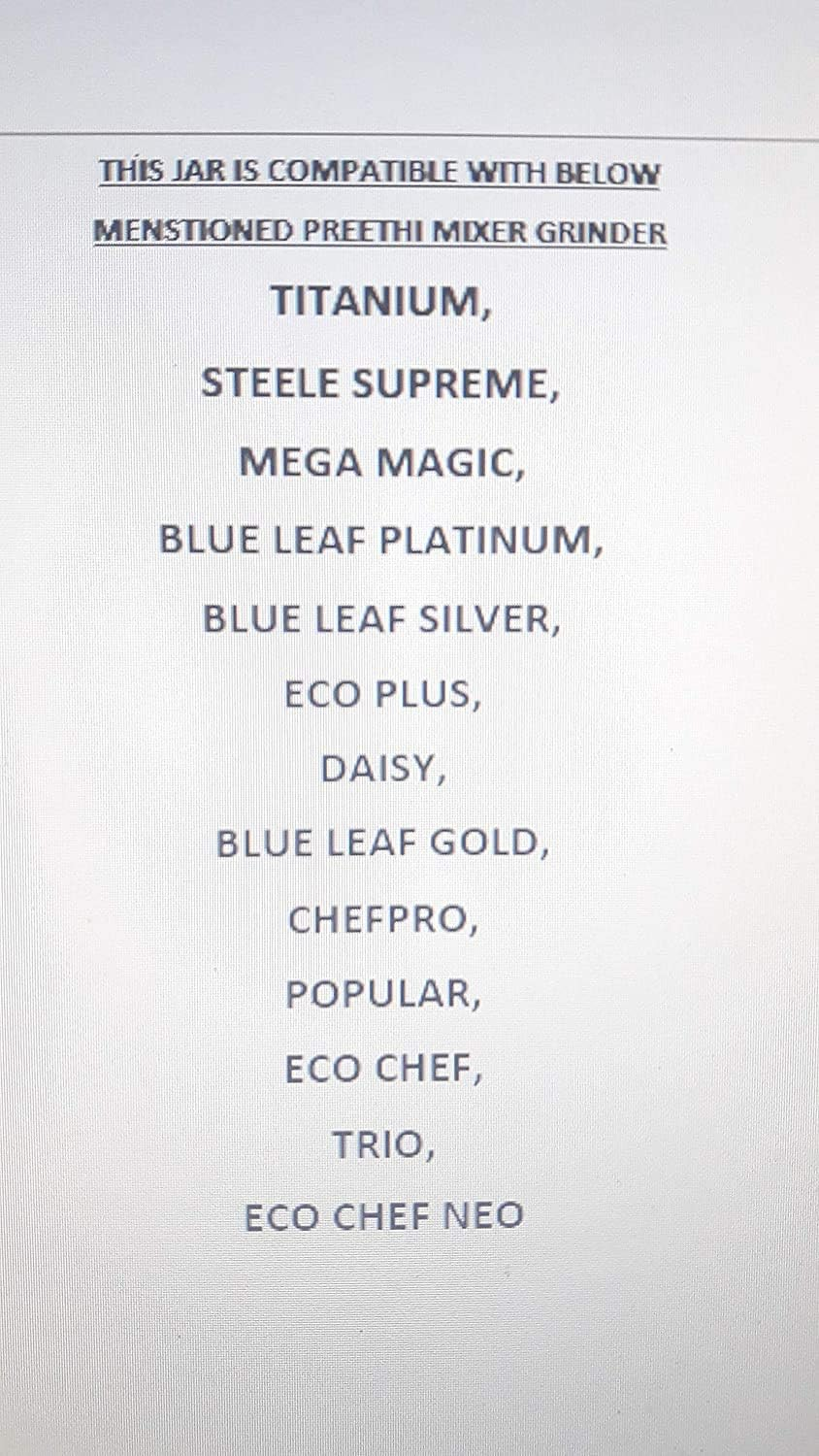 Preethi MGA 513 Mixer Jar for Eco Twin, Eco Plus/Chef Pro and Blue Leaf, 1.50-Liter, Silver