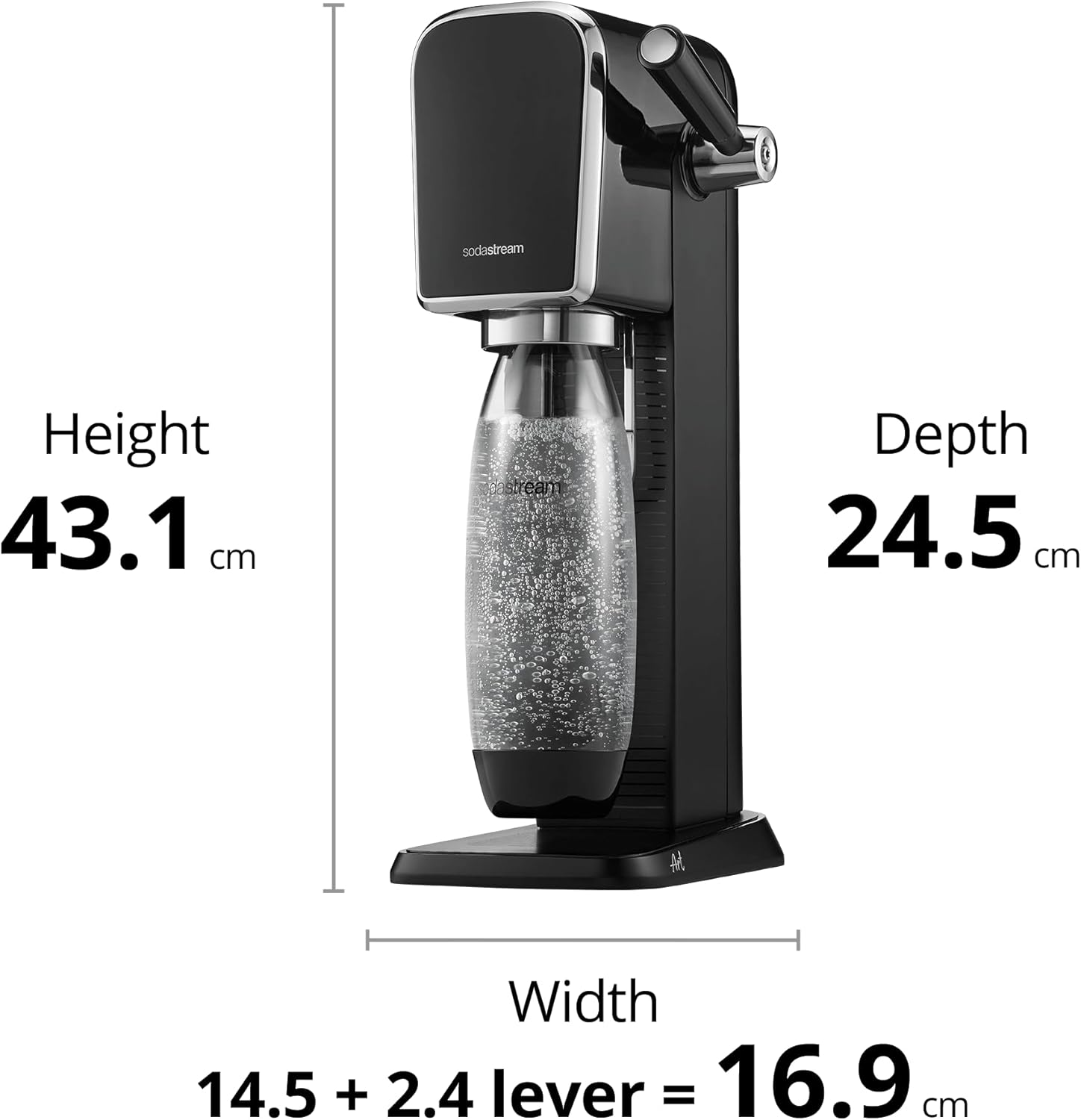 Sodastream - ART Black Sparkling Drink Maker | Quick Connect CO2 | Eco-Friendly Reusable Bottle | Stylish Kitchen Appliance image number 1