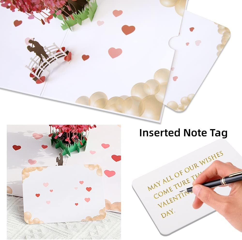 Pop up Greeting Wedding Card, 3D Anniversary Valentines Day Engagement Love Heart-Shaped Cherry Blossom Card Gifts with Blank Cards and Envelopes for Her Him Wife Husband Girlfriend Boyfriend image number 2