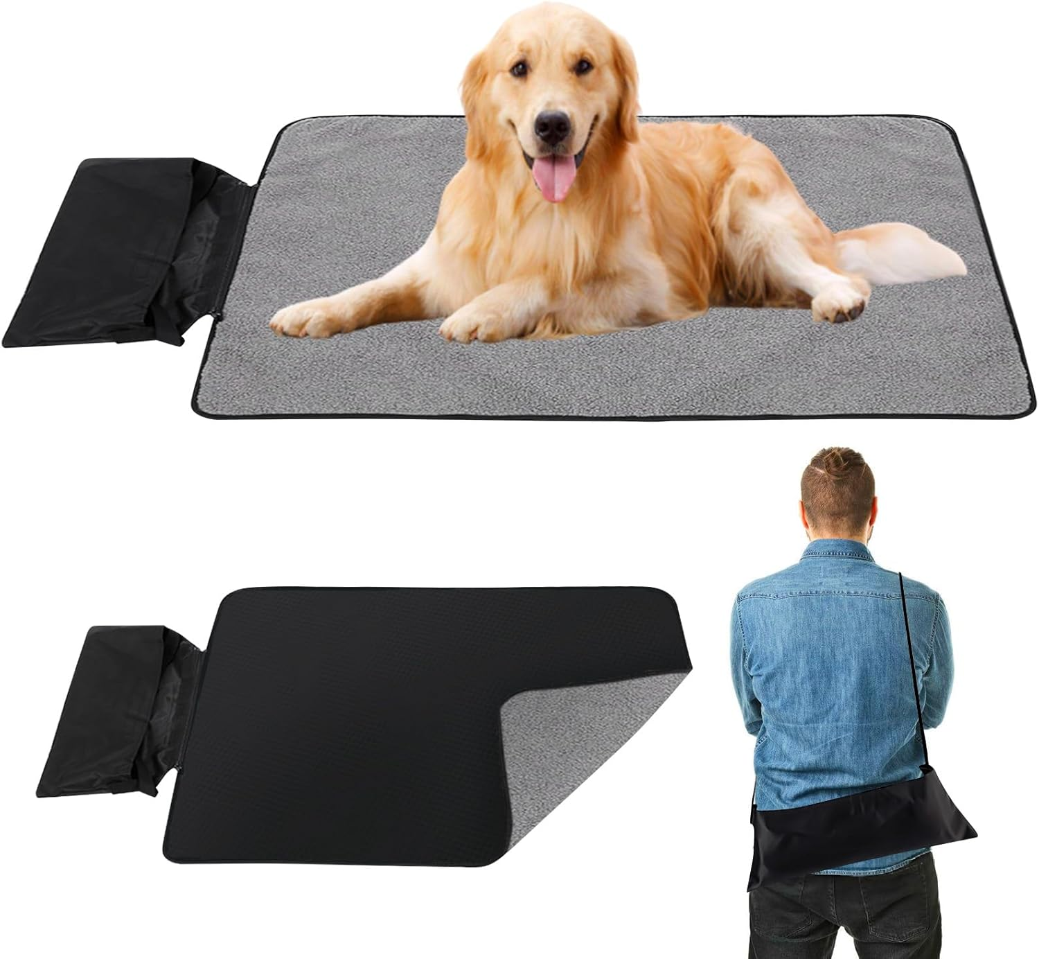 Vegena Dog Blanket for on the Go - 100 X 70 Cm, Warming Waterproof Dog Mat, Outdoor, Foldable Travel Blanket, Dogs, Cats, Double-Sided Dog Blanket Made of Fleece and Waterproof Oxford image number 2