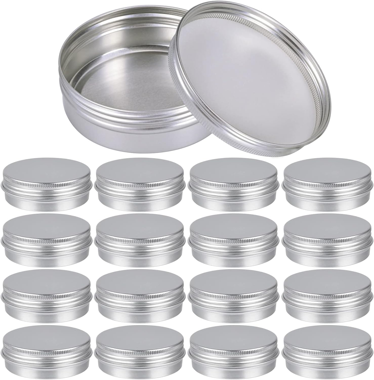 Acbbmns 10 Pack 30Ml Aluminum Tin Jar Refillable Containers round Empty Tins with Screw Lid, Silver Cosmetic Sample Jars Storage Containers for Lip Balm, Salve, Eye Shadow, Spices image number 3