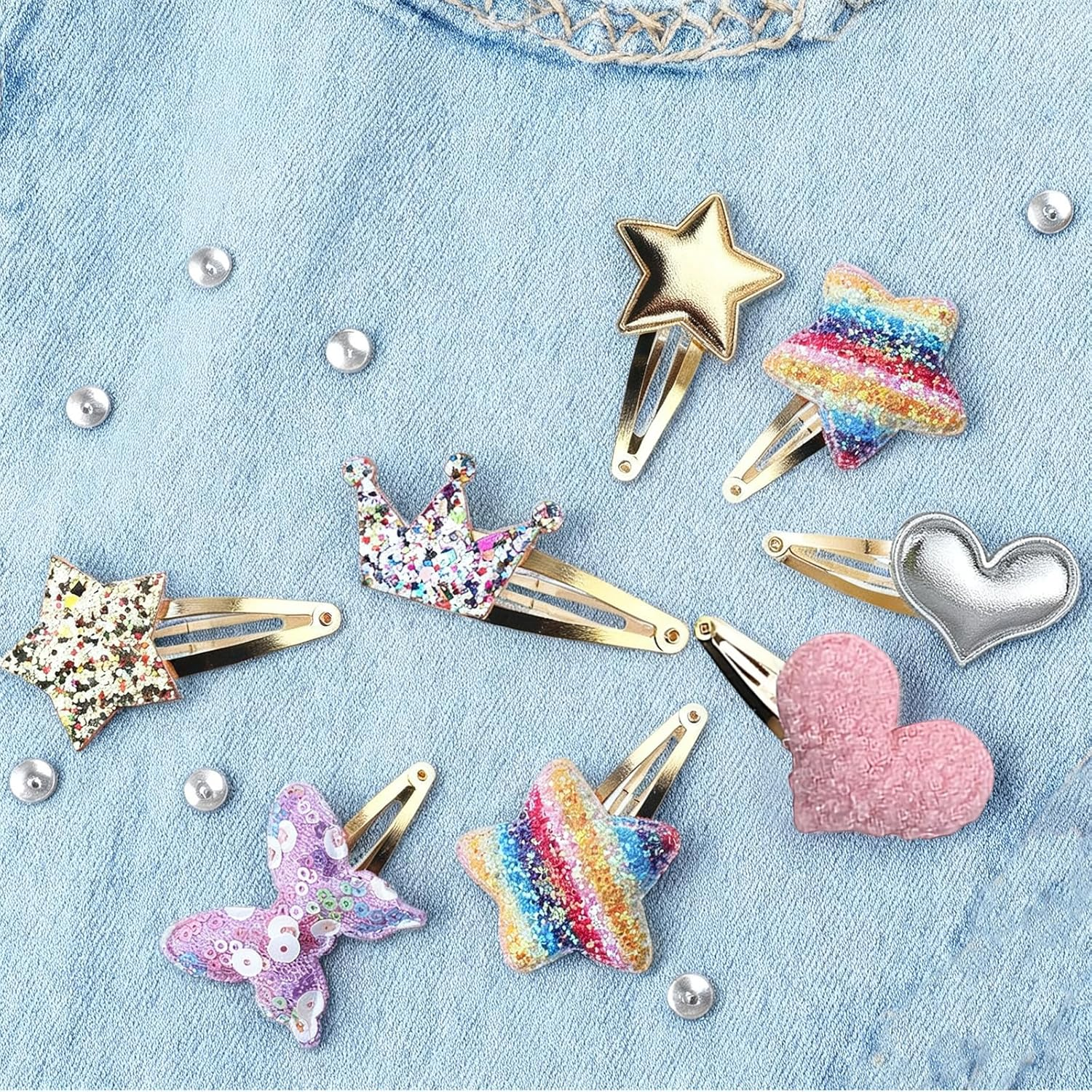 Hair Clips Set, White Metal Hair Accessories for Girls and Toddlers, Cute Designs for Daily Wear and Parties image number 3