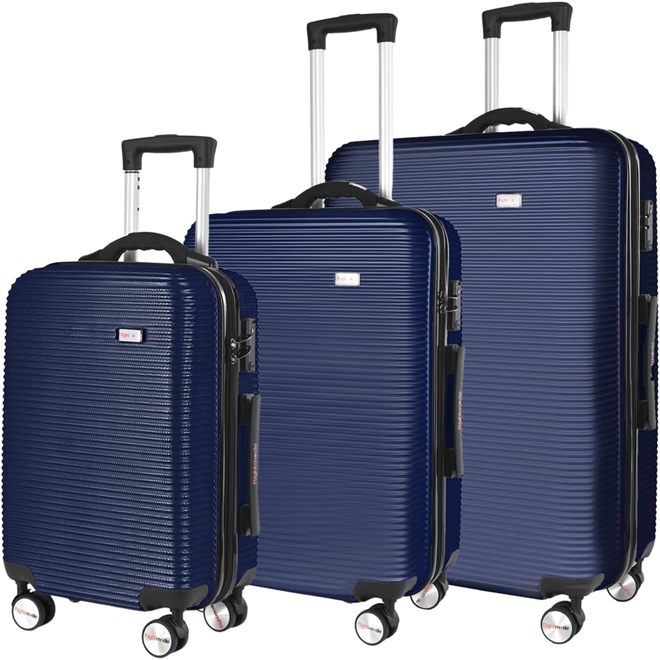 Lightweight Luggage Suitcase with Digital Weighing Scale & USB Charging Port - Tsa-Approved Travel Bag with Silent Wheels & Durable Iron Tie Rod Black (3 Size Set)