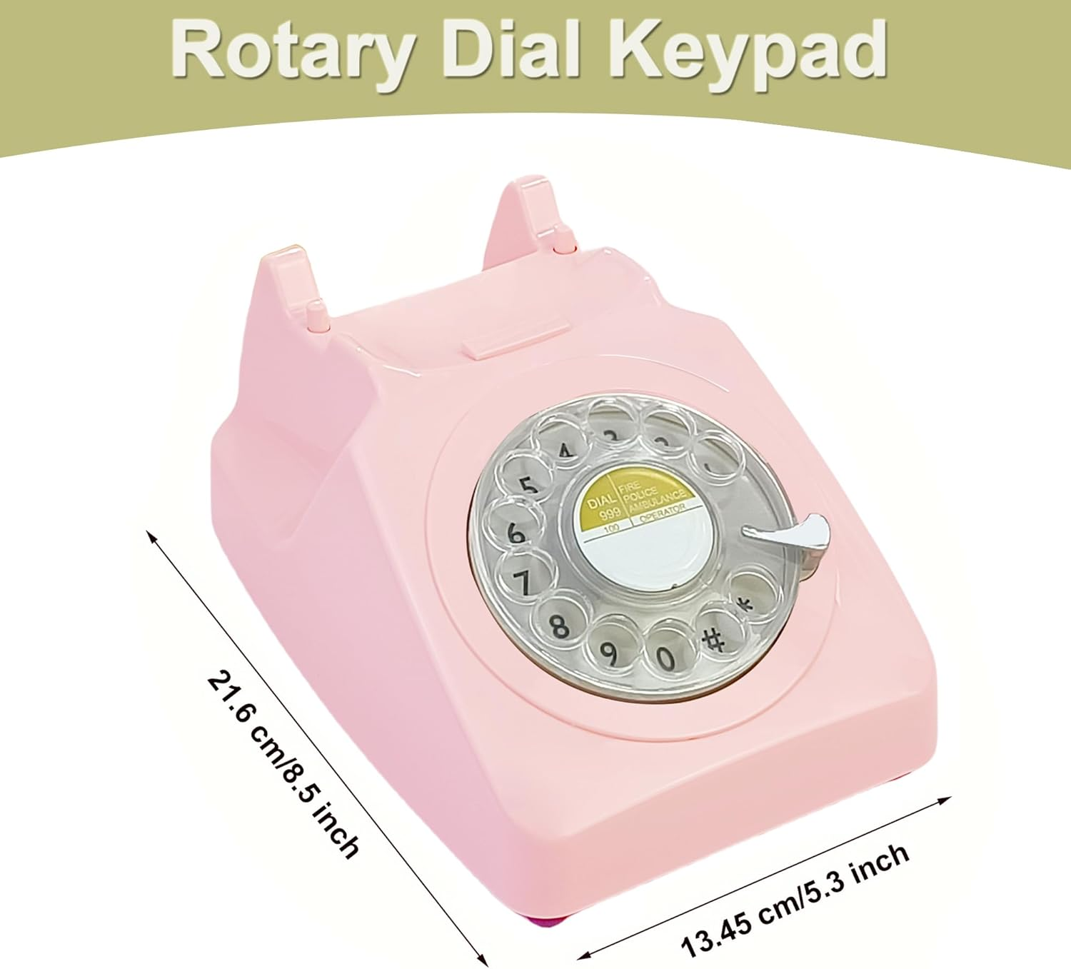 Pink Retro Rotary Landline Phone 1960S Vintage Telephone Old Fashioned Corded Phones with Mechanical Ringer for Home/Office/Hotel/,Old School Telephone image number 3