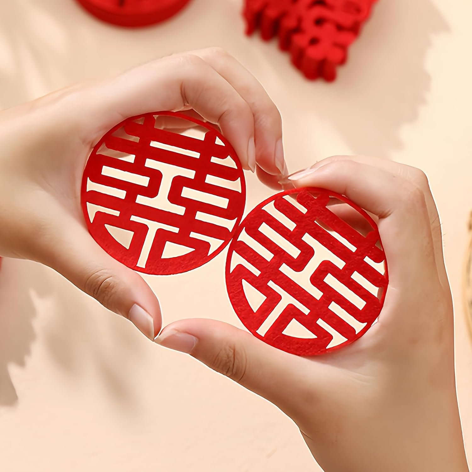 Hannafires 30PCS Traditional round Mini Double Happiness Wedding Decorations - Chinese Style Room Decor, Great Gift Traditional Celebrations,Wedding Supplies. image number 3