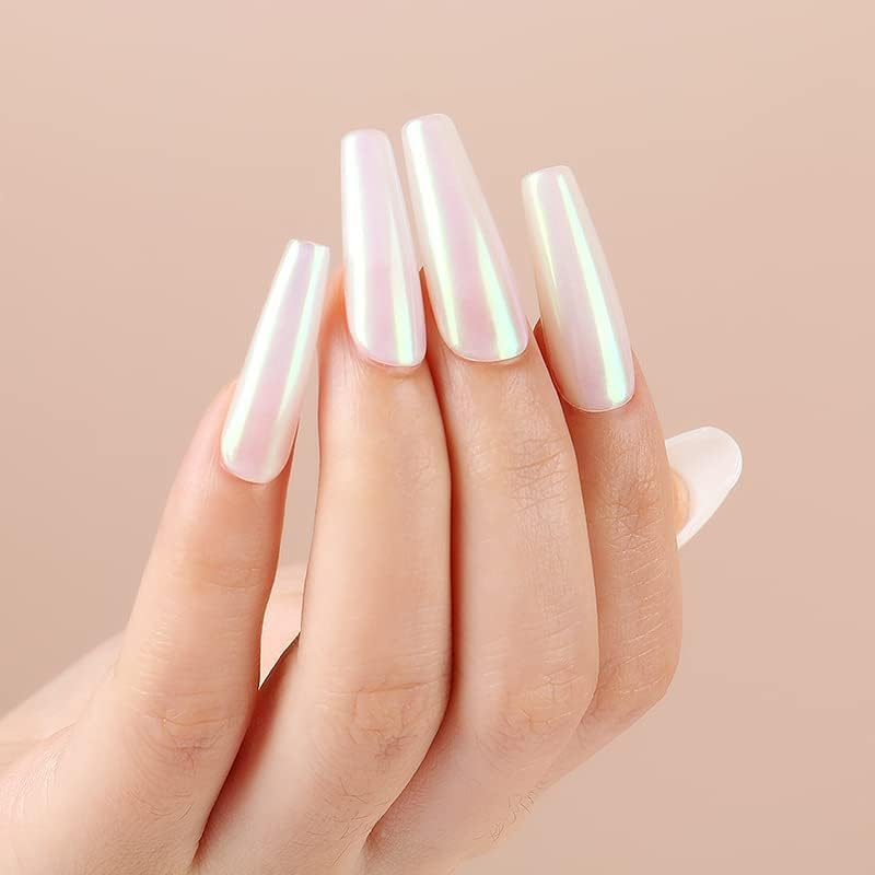 AIMEILI Upgrade Chrome Nail Powder - 6 Jar Art Chameleon Mirror Set, Pearl Shell Glitter Changing Ombre Holographic Laser Gel Metallic Manicure Pigment image number 6