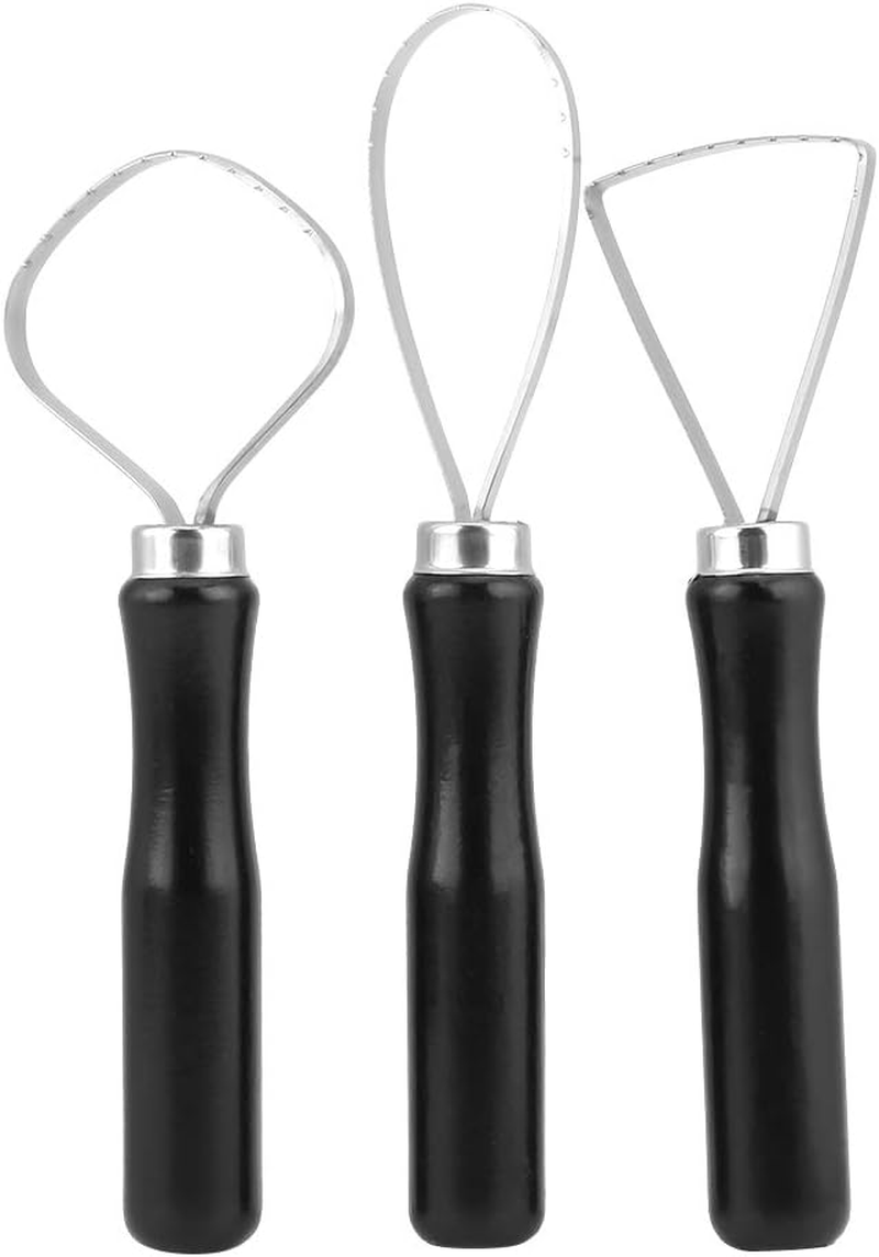 3 Pcs/Set Wax Pottery Tool Wooden Pottery Clay Carving Tools Pottery Clay Sculpture Carving Tool Clay Sculpture Big Loop Tool for Rock Painting, Pottery Clay Modeling Embossing Nail Art DIY image number 5