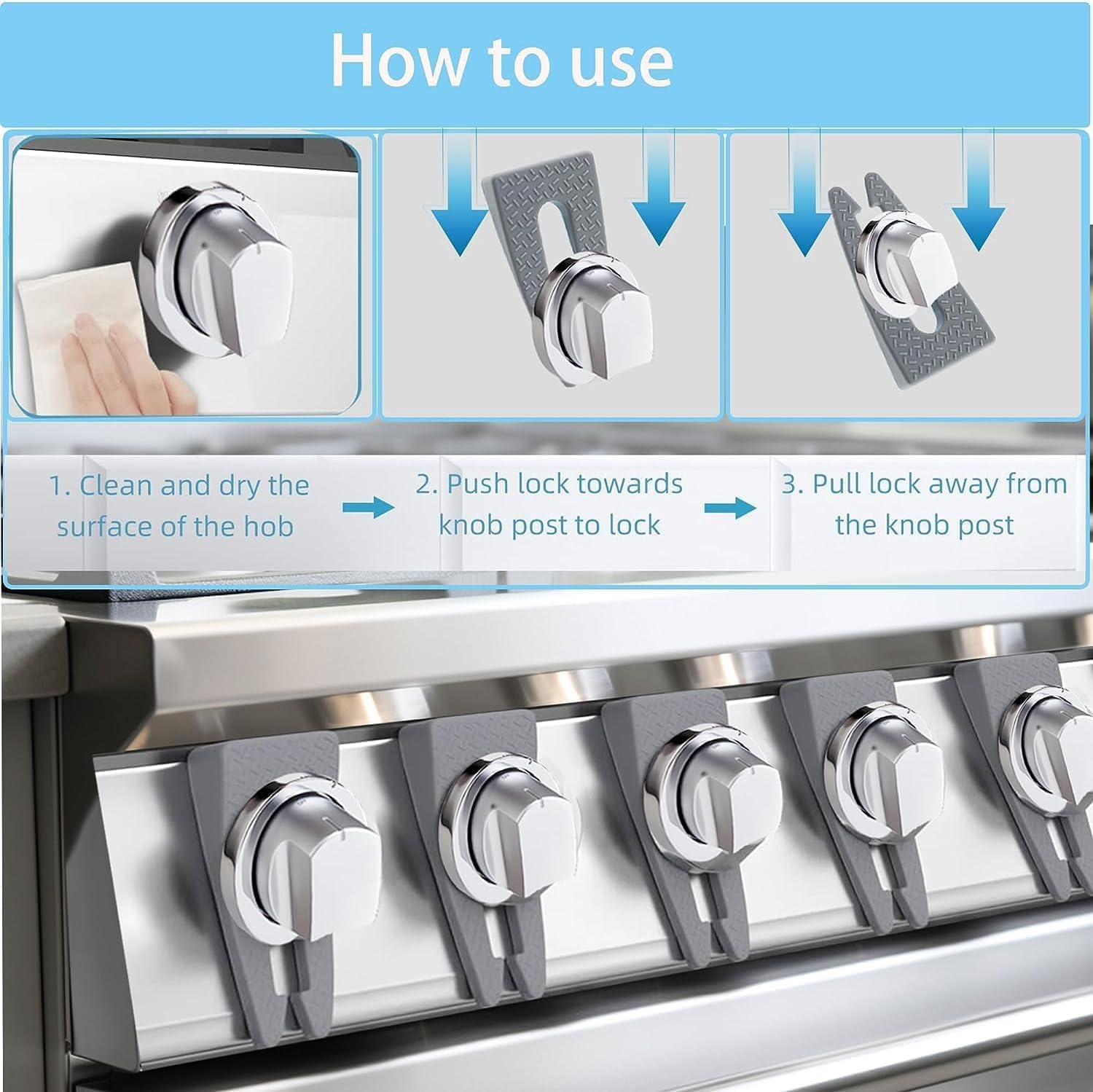 Gas Stove Knob Lock for Child Safety, 6Pcs Gas Stove Knob Lock Child Proofing Oven Knob Lock Kitchen Gas Stove Knob Lock,Gas Stove Knob Lock Baby Proof Oven Knob Safety Cover Child Proofing Stove Lock image number 4