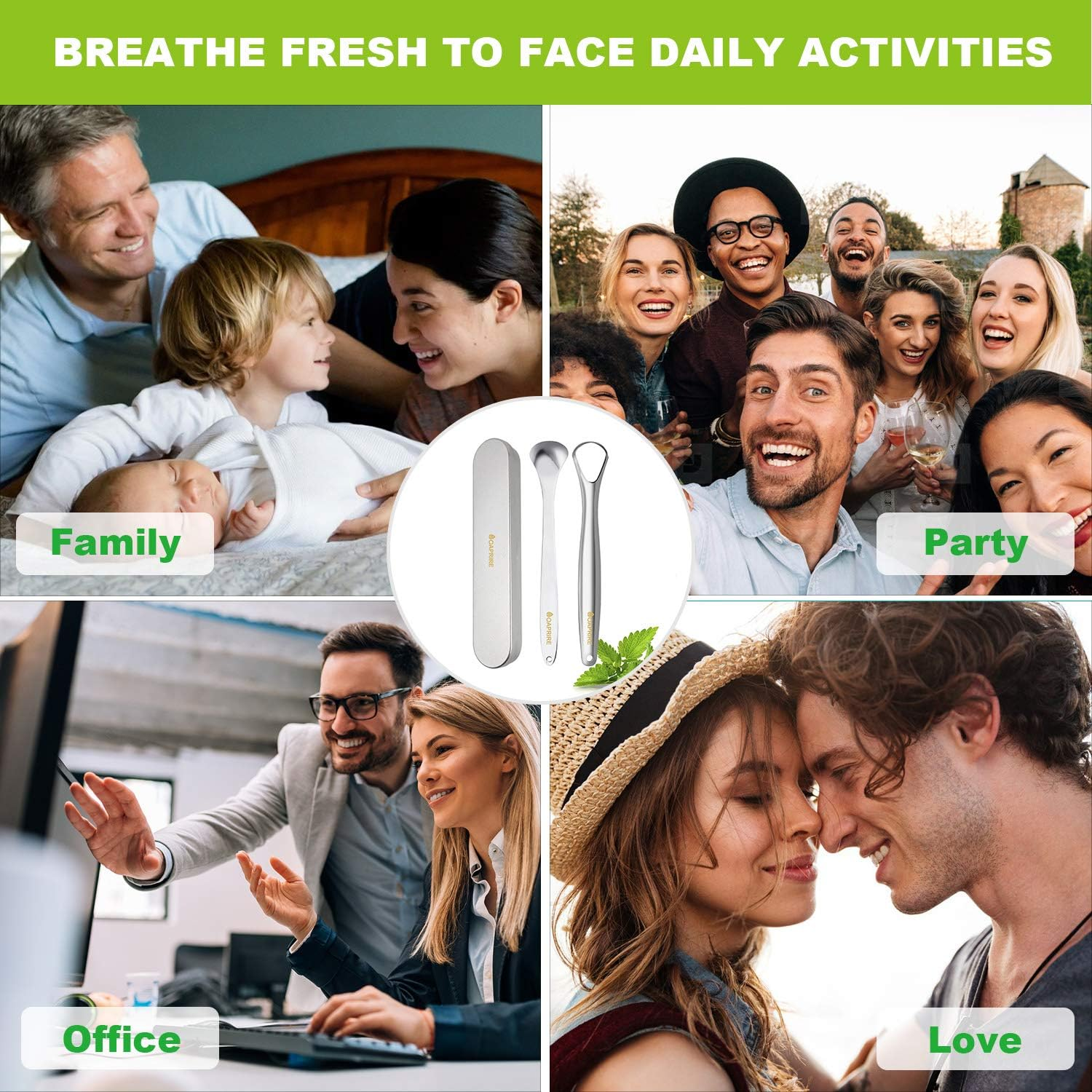 OAPRIRE Tongue Scraper 2 Pack with Travel Handy Case, Stainless Steel Tongue Scraper Cleaner for Healthy Oral Care and Adults, Easy to Use, Help Fight Bad Breath Improve Image(Silver) image number 4