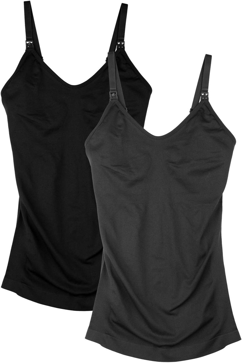 Womens Maternity Nursing Tank Cami for Breastfeeding with Adjustable Straps, Black+Dgrey+White