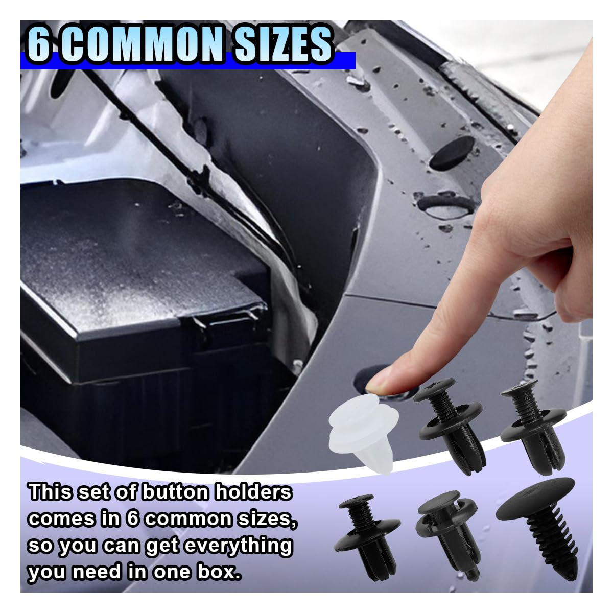 100PCS Car Bumper Clips, Plastic Car Push Pin Rivet Set, 6 Sizes Auto Body Trim Screw Fasteners Push Retainer Clip Kit with Fastener Remover, Auto Fenders Clips Replacement Parts (100Pcs&Tool)