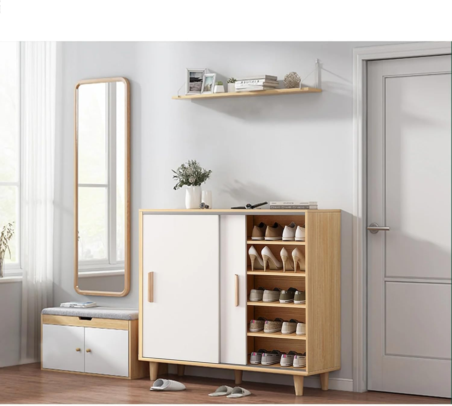 Foret Shoe Cabinet Shoe Rack Organiser Sideboard Hallway Storage image number 6