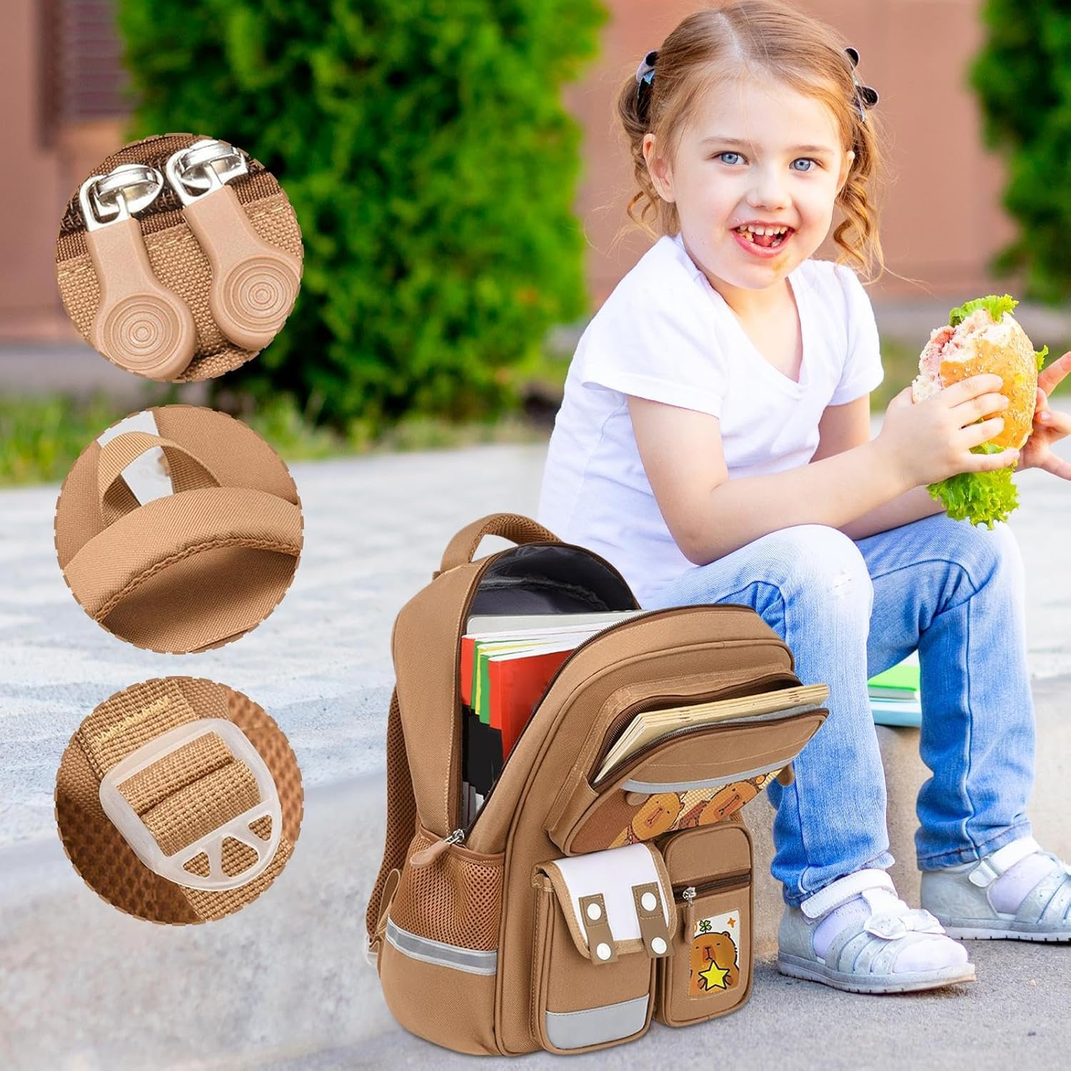 Stibtmr Capybara School Bag | Backpack Capybara Girl - Cartoon Laptop Bag Travel Leisure for Outdoor Camping Birthday Outing - M image number 4