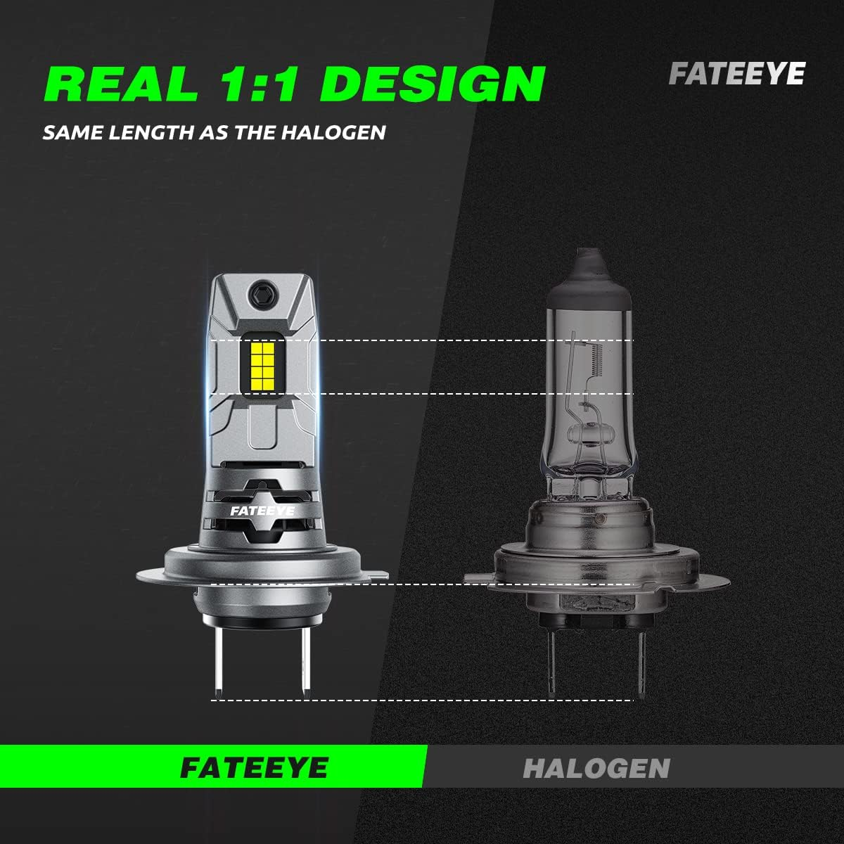 H7 LED Headlight Bulbs 60W 1:1 Canbus Design 12000 Lumens Xenon White 6500K Super Bright White Wireless H7 Headlight Car Conversion Kit Mini Size Plug and Play, Halogen Headlight Replacement image number 5