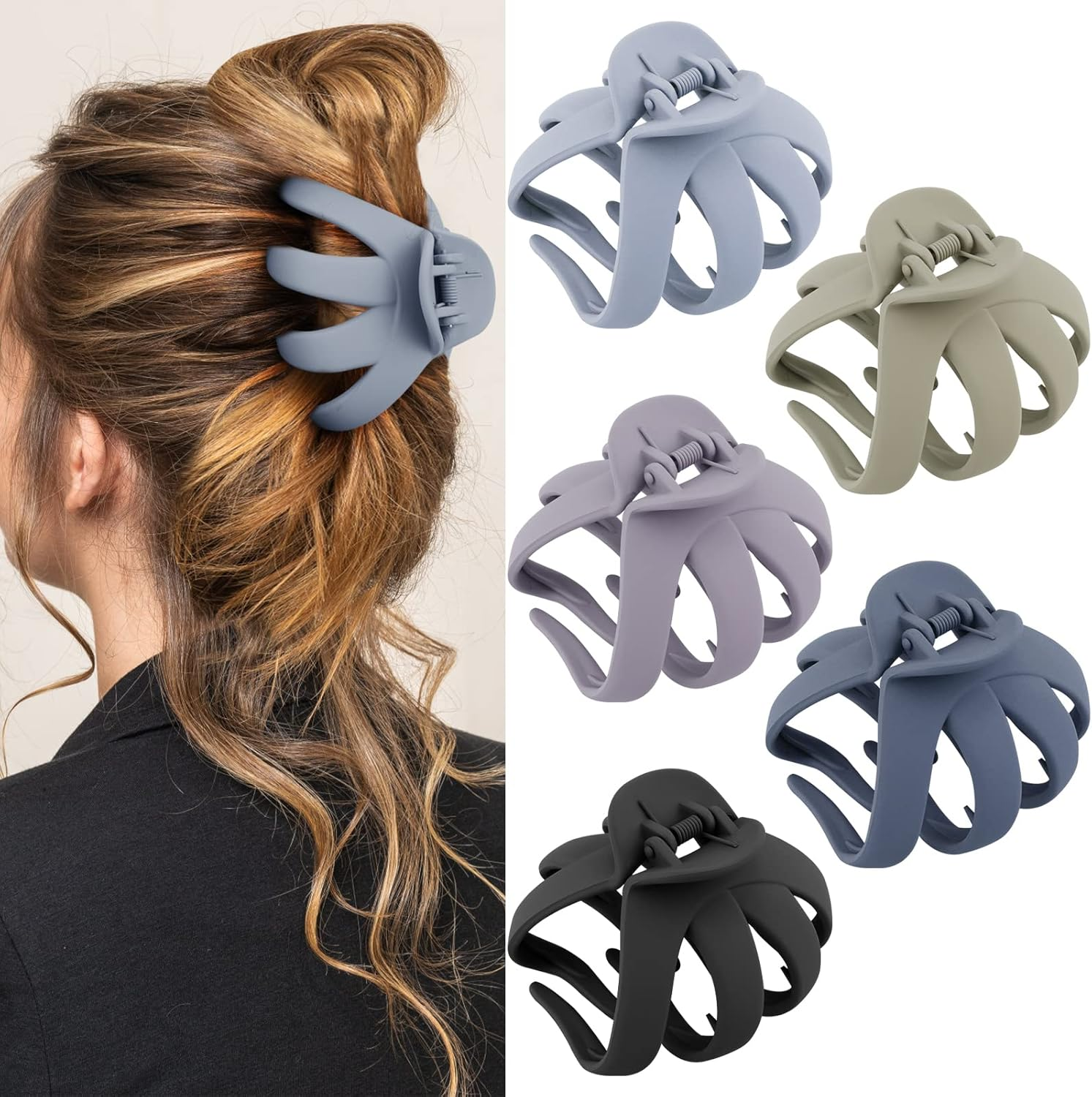 Jumbo Hair Claws for Thick Hair - 5 Pcs Giant Clips, Extra Large Hair Accessories for Women