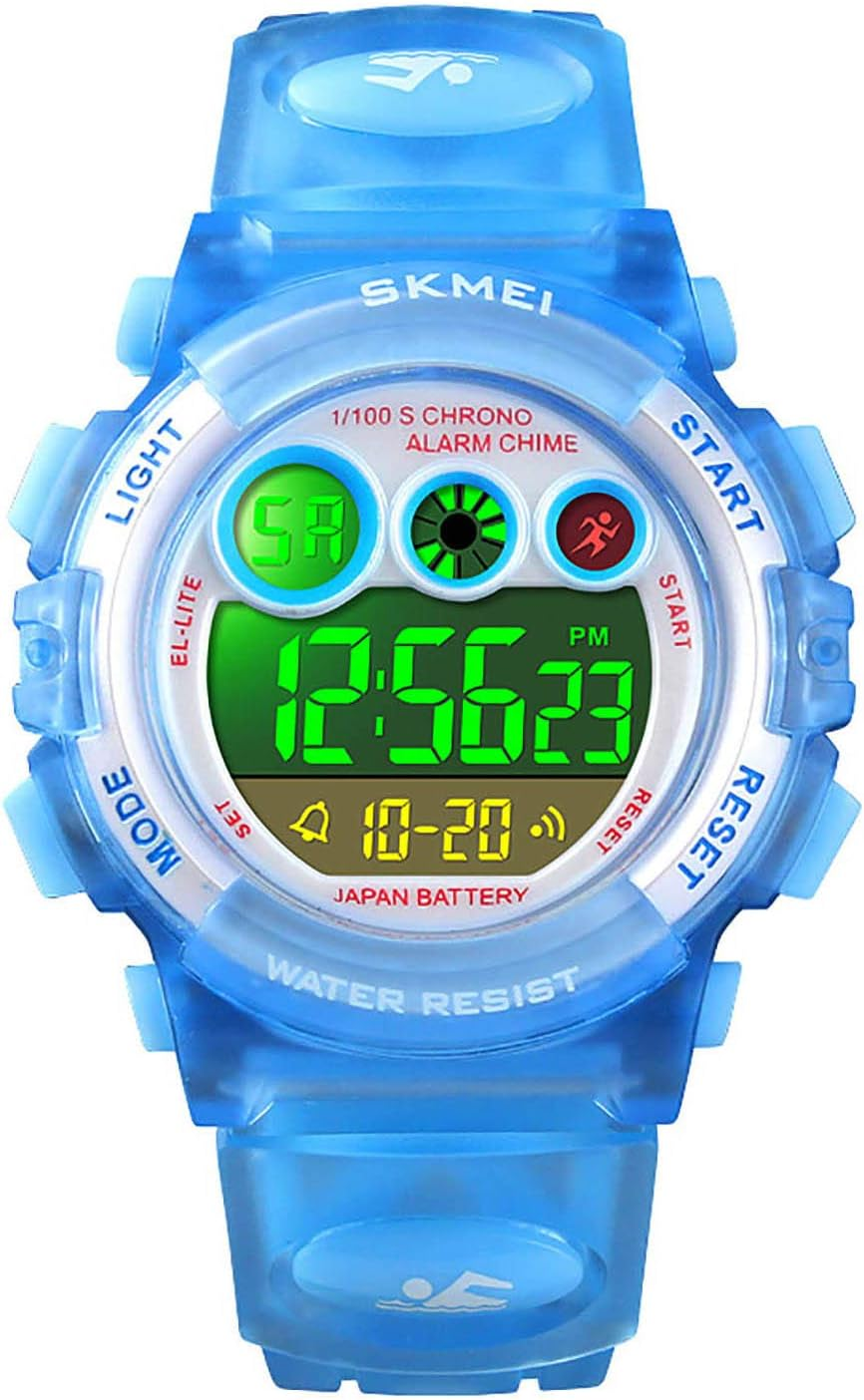 Kids Digital Sport Watch for Boys Girls, Kid Waterproof Electronic Multi Function Casual Outdoor Watches, 7 Colorful LED Luminous Alarm Stopwatch Wristwatch