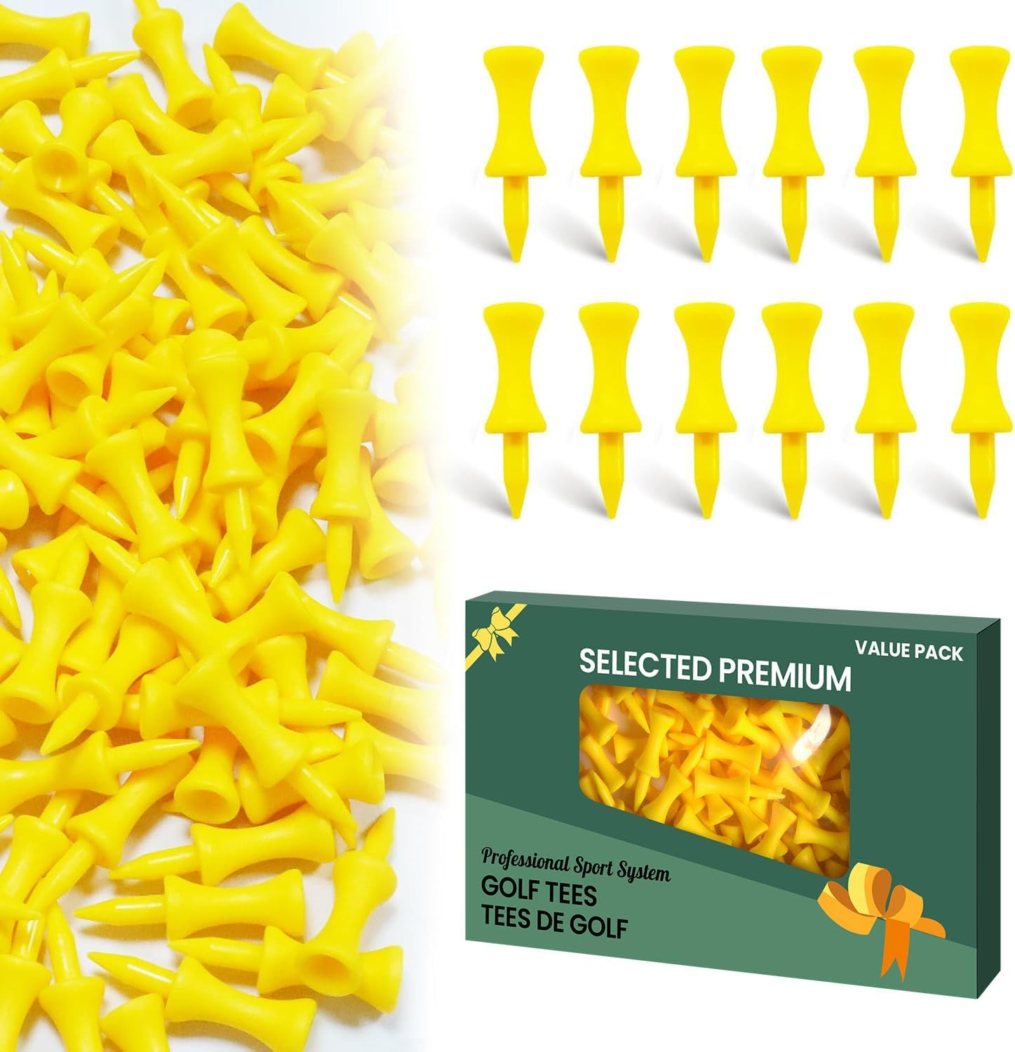 Amy Sport Golf Tees Step down Plastic Unbreakable 50 Pack Reusable Bulk Professional Height Control Castle Tee for Practice