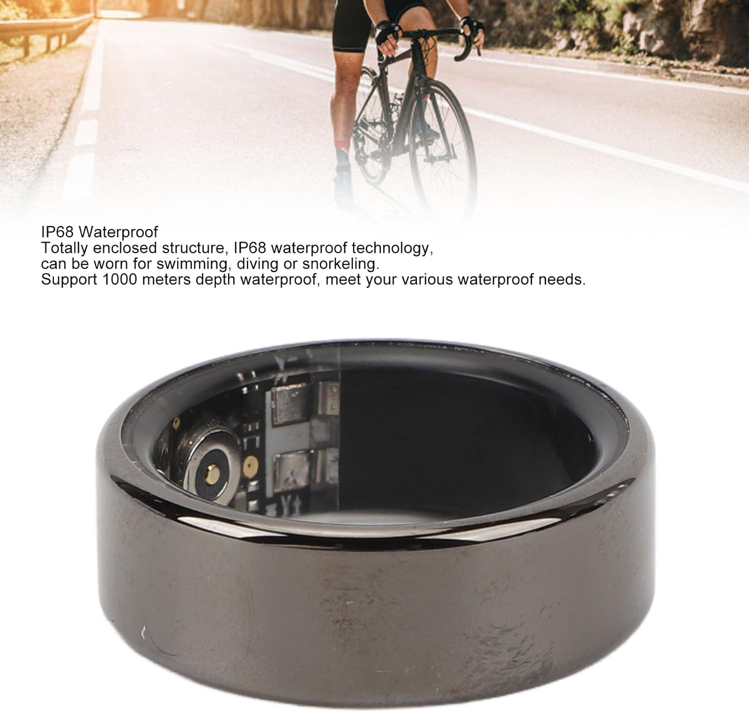 Fitness Smart Ring, Smart Ring Health Tracker, Fitness Sleep Tracker Smart Ring, IP68 Waterproof Bluetooth Fitness Tracker Rings, Intelligent Depression Emotion Monitoring (Black) image number 3