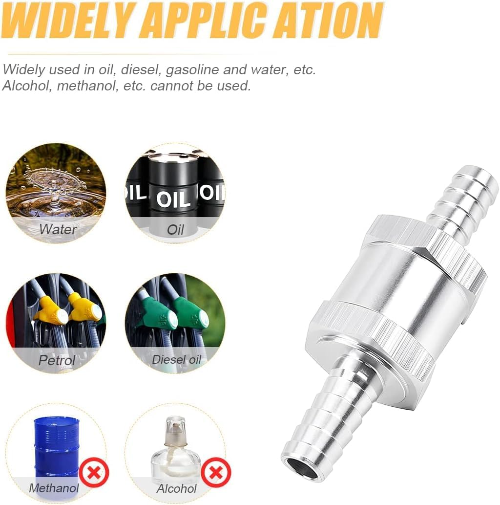 DAVRPES 8Mm 5/16" Fuel Check Valve One Way Inline Non Return Diesel Gasoline Silver (8Mm OD) image number 1