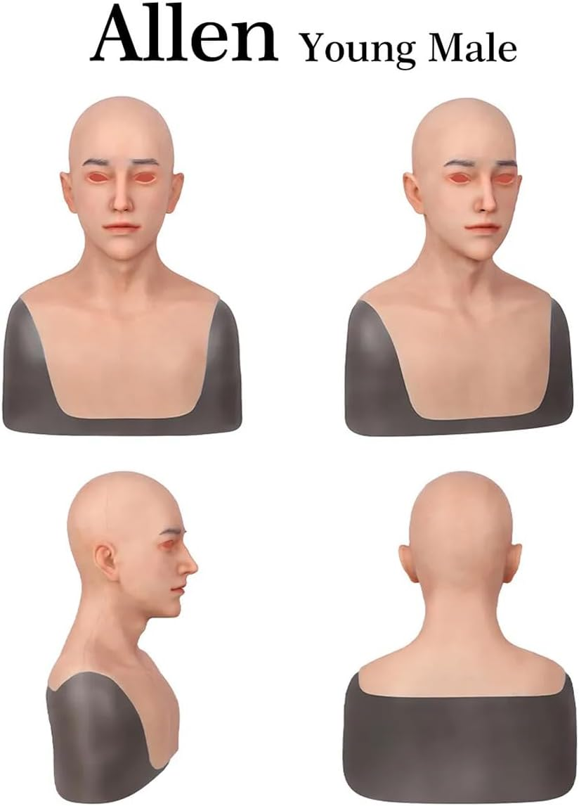 Crossdresser Young Men Mask Headwear Realistic Silicone Full Head Masks Halloween Cosplay Party Handsome Man Face - 02 image number 5