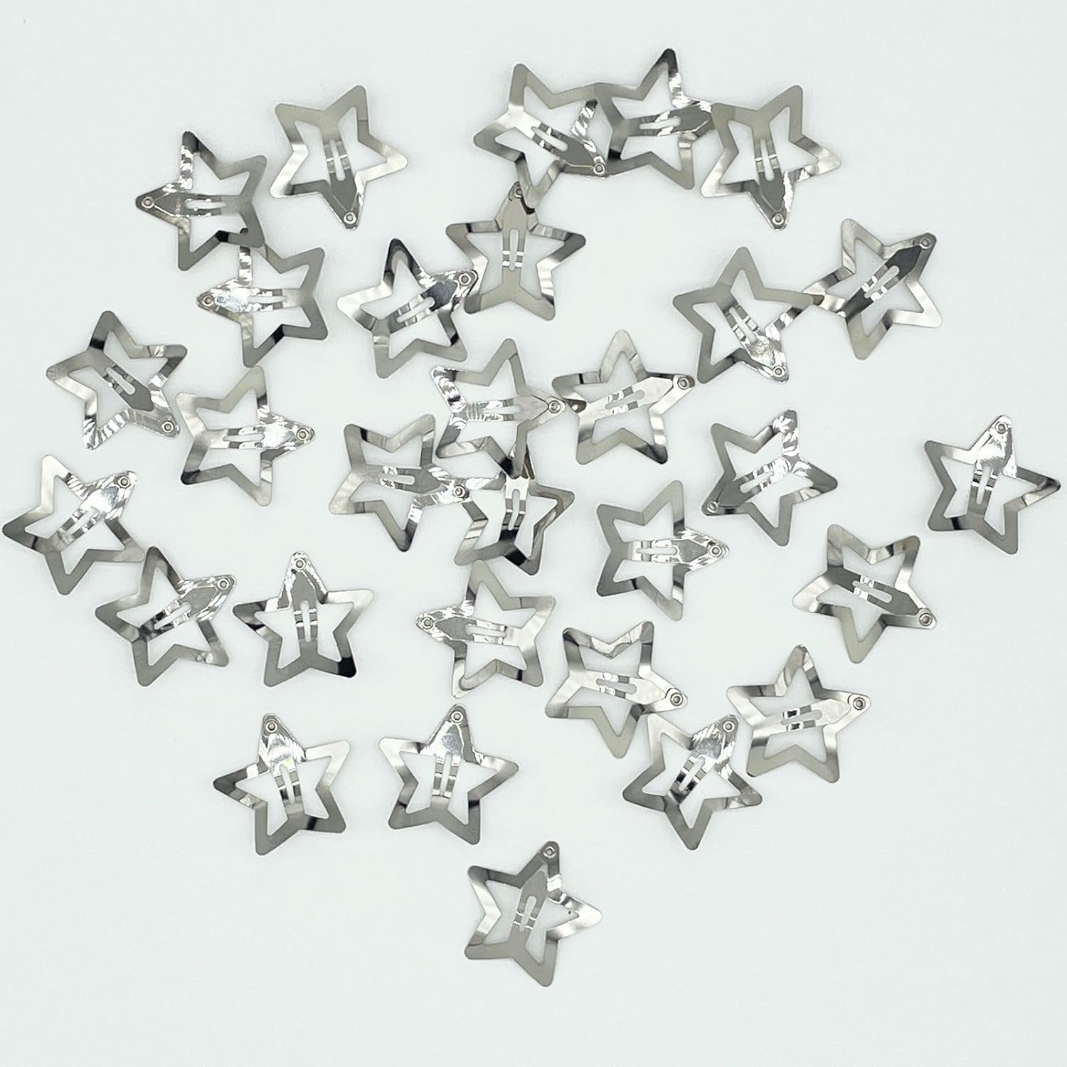 GKETN 30 PCS 1.22" Star Hair Clips Snap Hair Barrettes Non Slip Star Hair Accessories for Girls Women 2000S Y2K Silver Metal Hair Clips image number 4